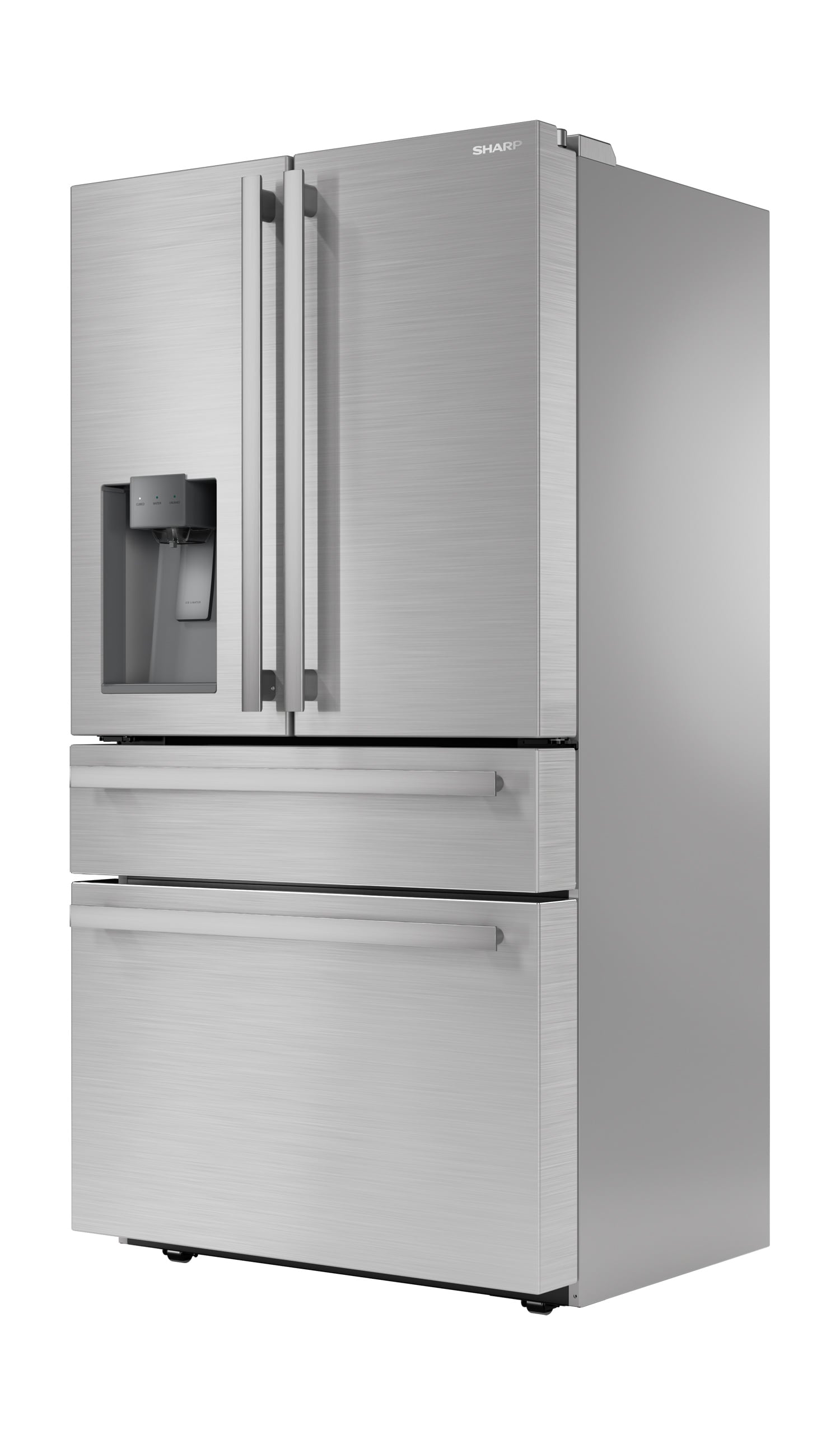 Sharp 21.6-cu ft 4-Door Counter-depth French Door Refrigerator with Ice  Maker (Stainless Steel) ENERGY STAR