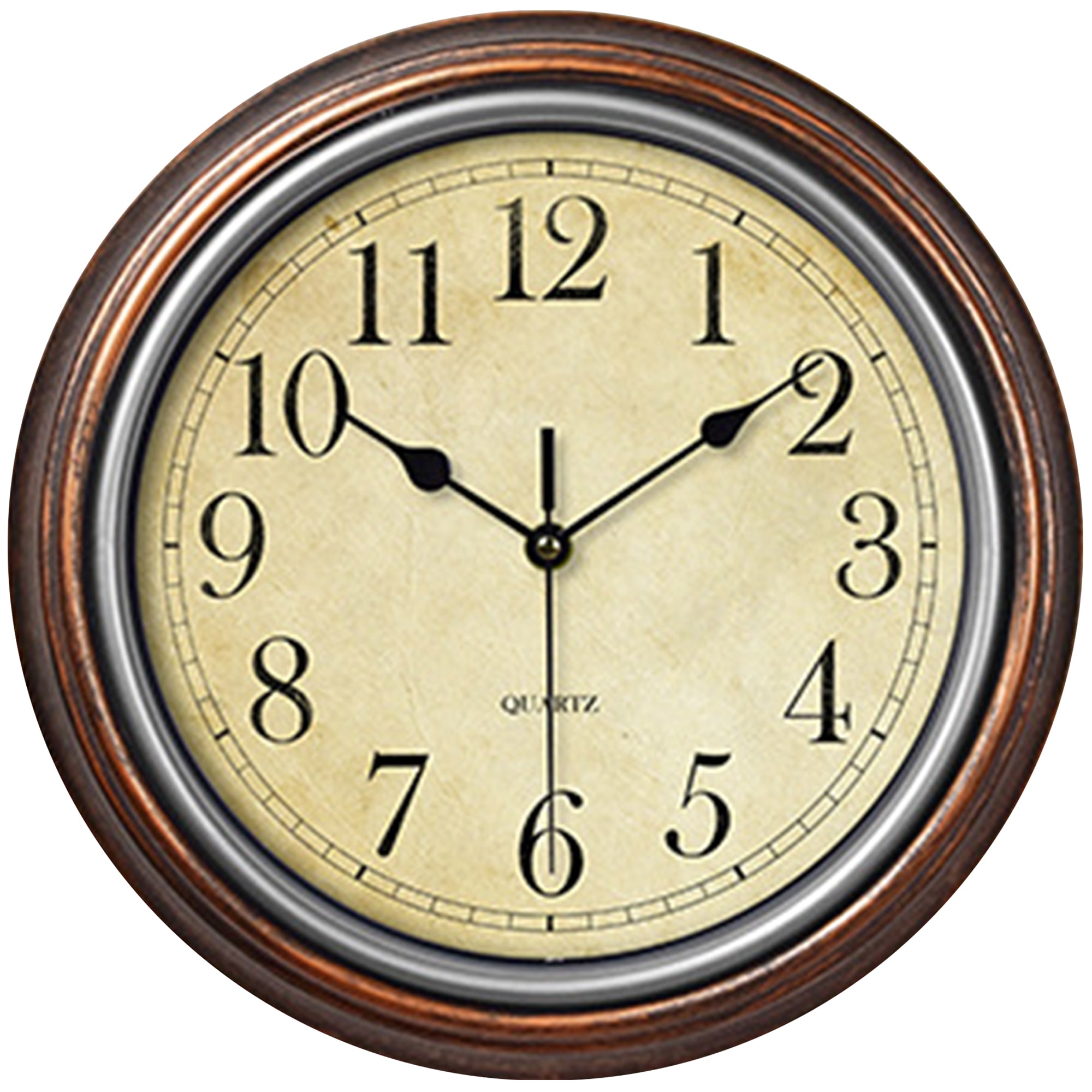 Unique Bargains Wall Clocks Battery Operated Silent Non-Ticking Wall Clock Rustic Style Decorative for Kitchen Living Room Home Office Brown 12 Inch