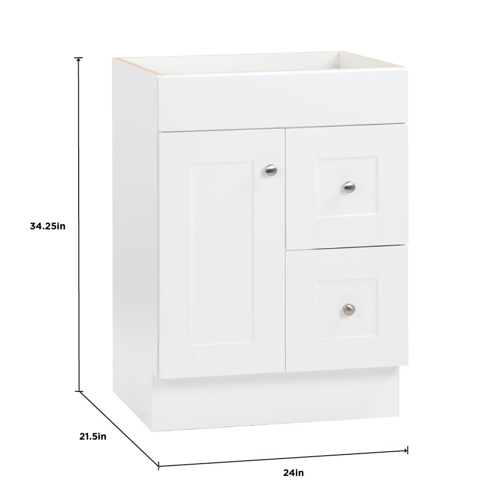 Project Source 24-in White Bathroom Vanity Base Cabinet without Top in ...