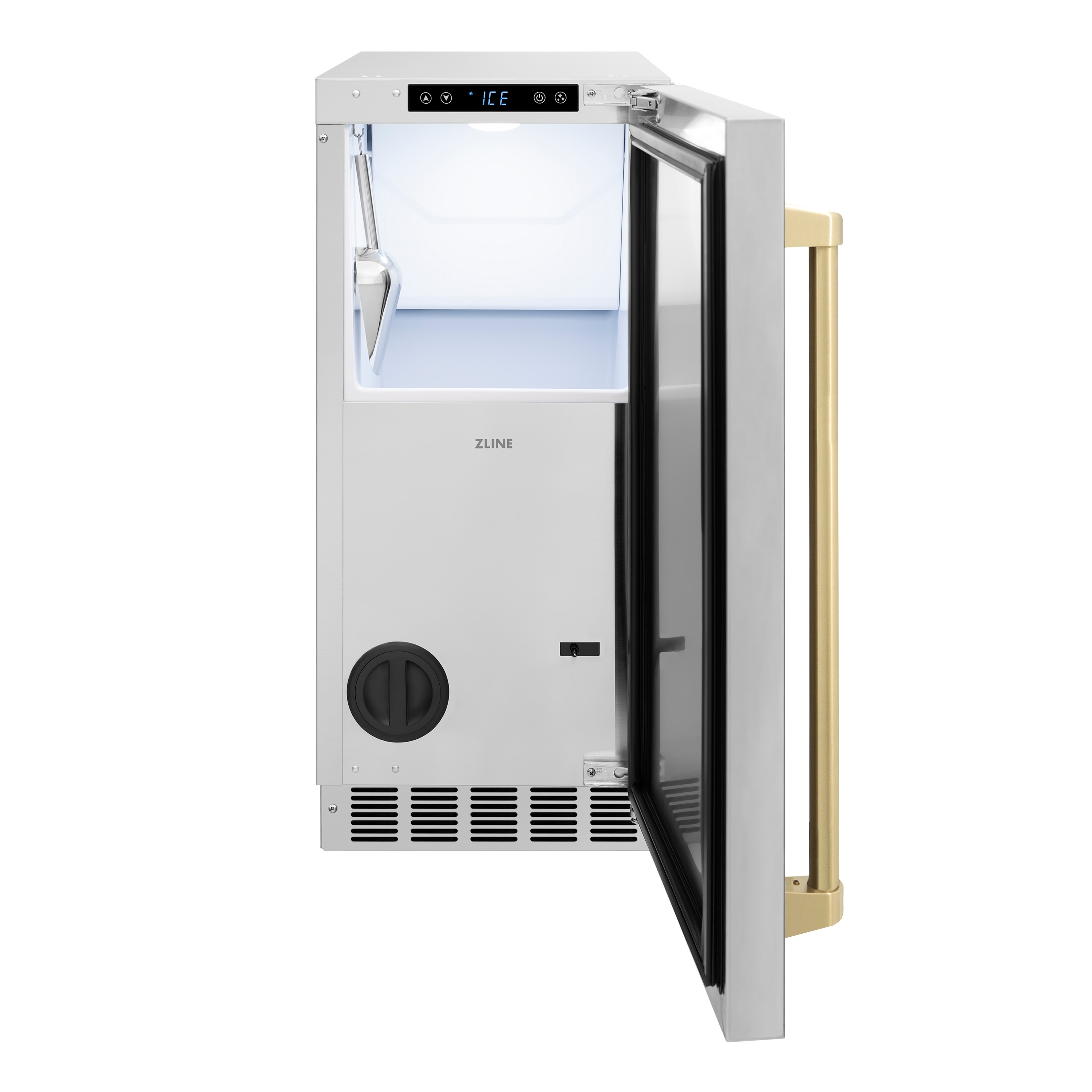 ZLINE KITCHEN & BATH Touchstone 75-lb Ice Per day Freestanding or Undercounter/Built-in Cubed Ice Maker ( Stainless Steel, Champagne Bronze Handle ) Sansujyuku sansujyuku.com