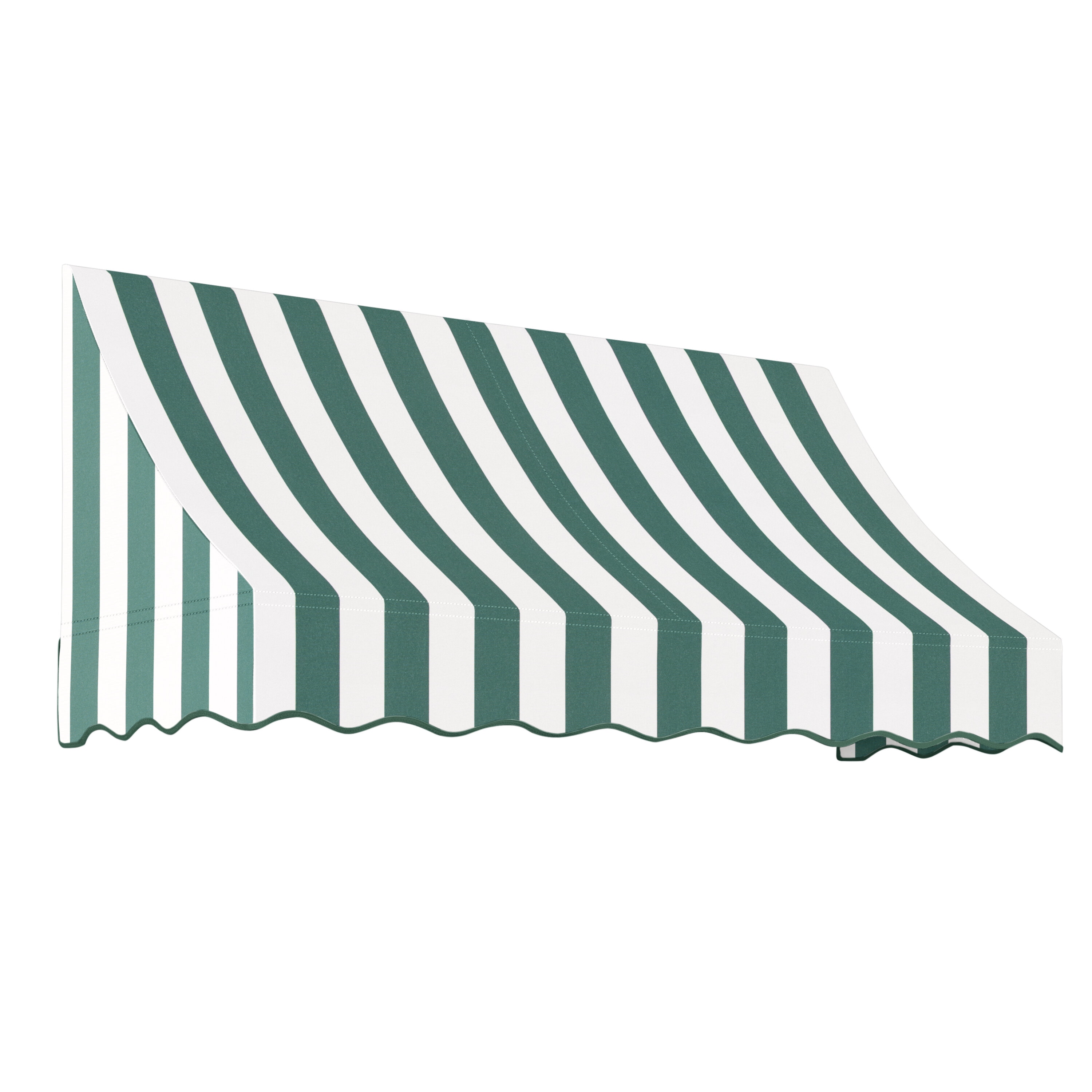 Awntech NT22-L-8FW Nantucket 100.5-in Wide x 24-in Projection x 31-in Height Fabric Forest/White Stripe Striped Fixed Window/Door Awning