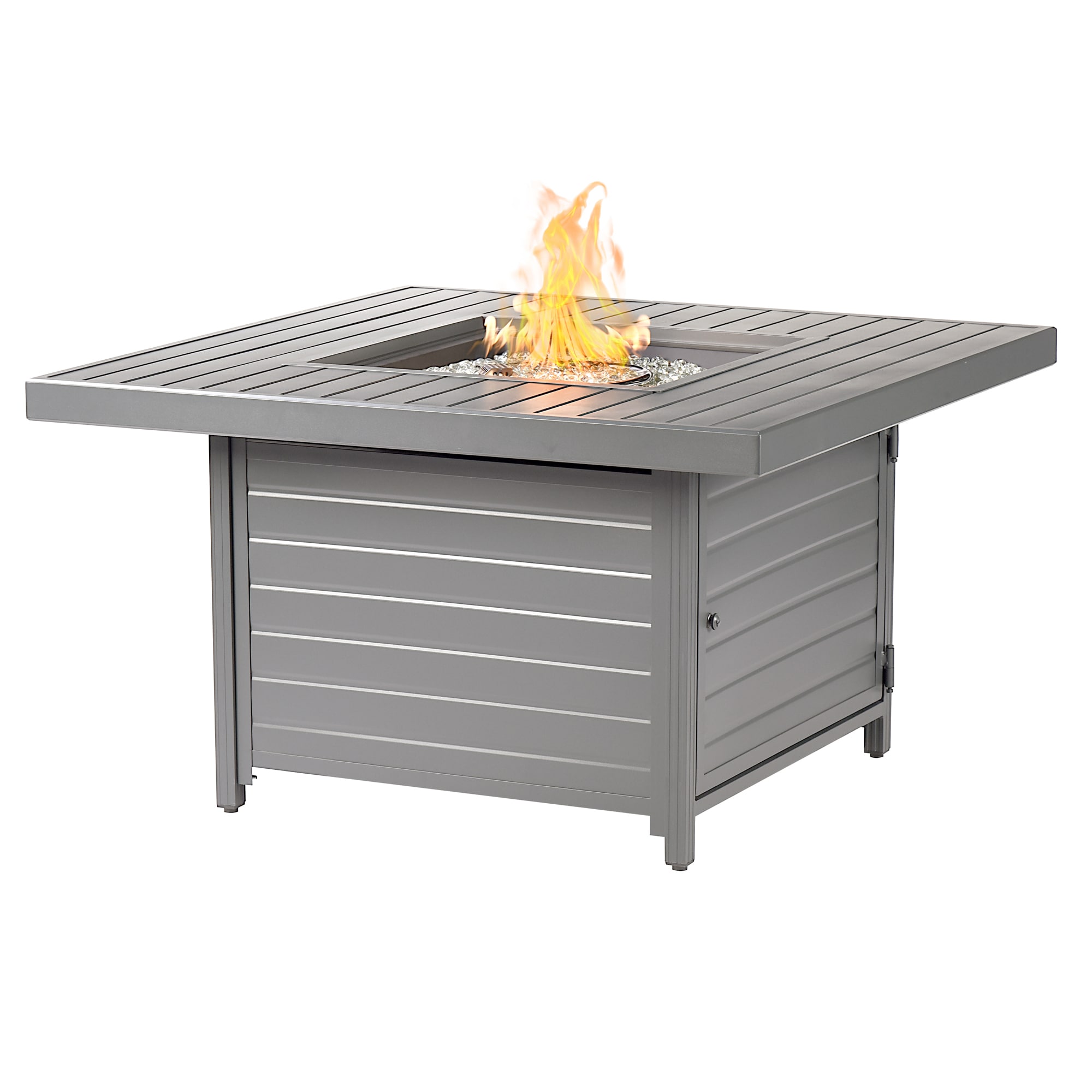 Oakland Living ATHENS-FPT-GY 42-in W Gray Portable Aluminum Square Liquid propane Fire pit table