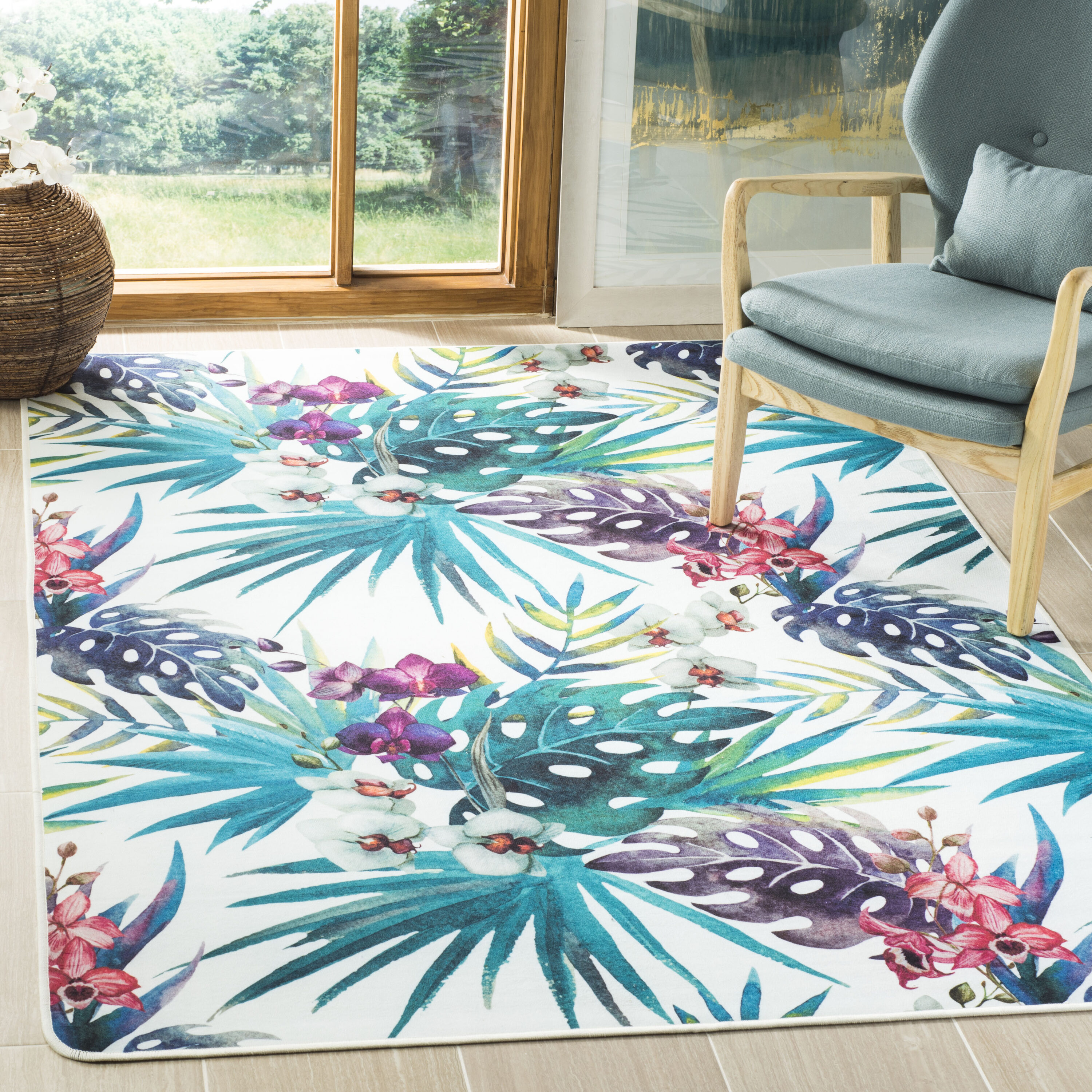 Safavieh Daytona 5 x 8 Ivory/Green Indoor Abstract Coastal Area Rug