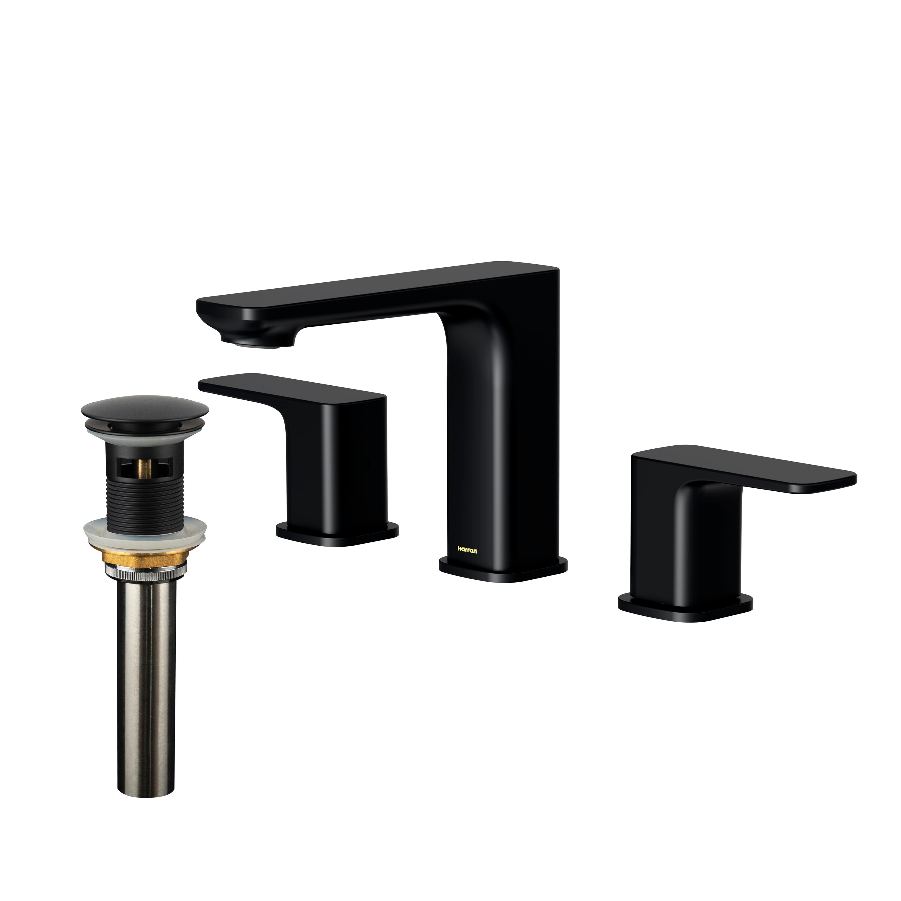 Karran KBF514MB Venda Matte Black Widespread 2-handle WaterSense Low-arc Residential Handle Bathroom Sink Faucet with Drain