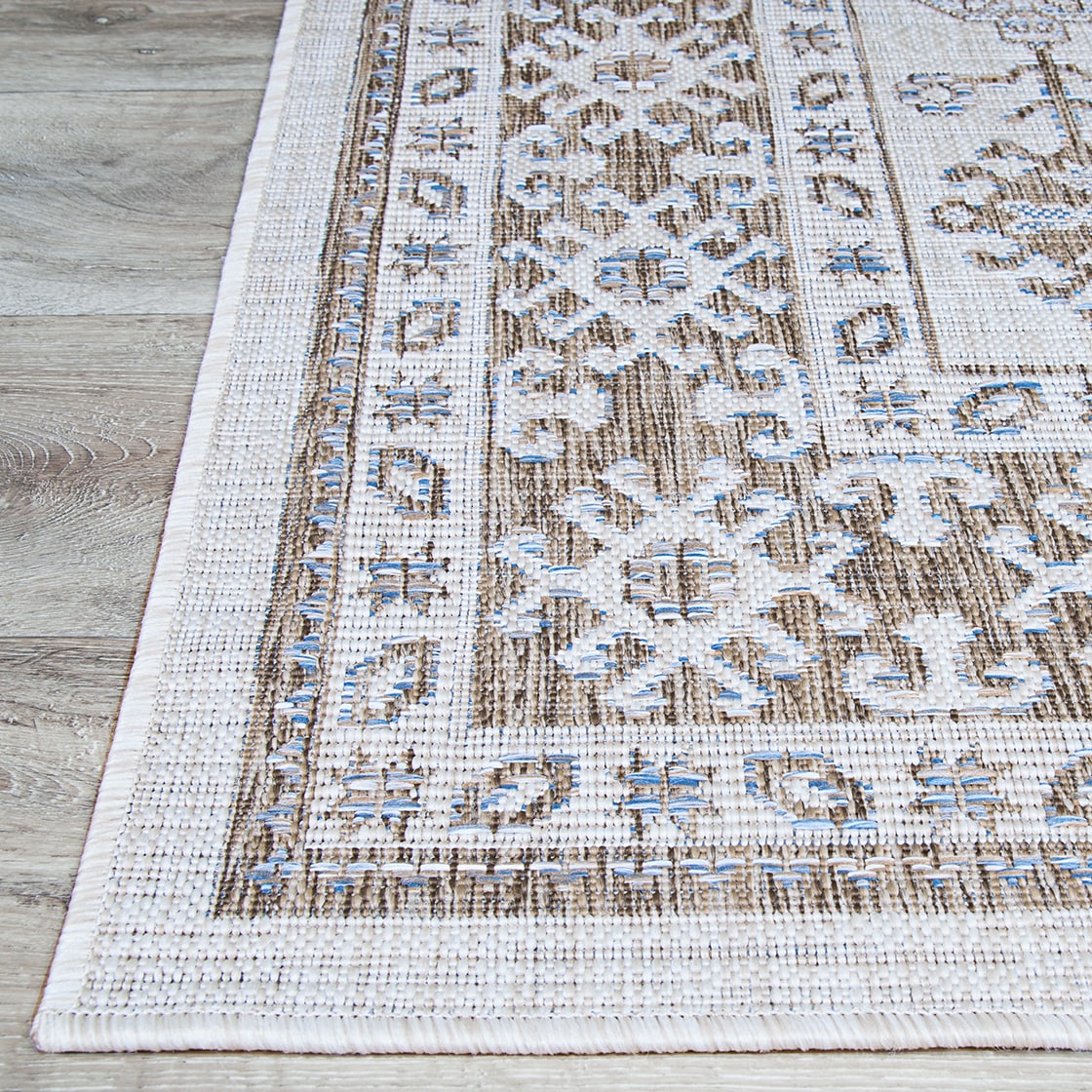 Charm Ivory and Sand Flat Woven Synthetic Rug