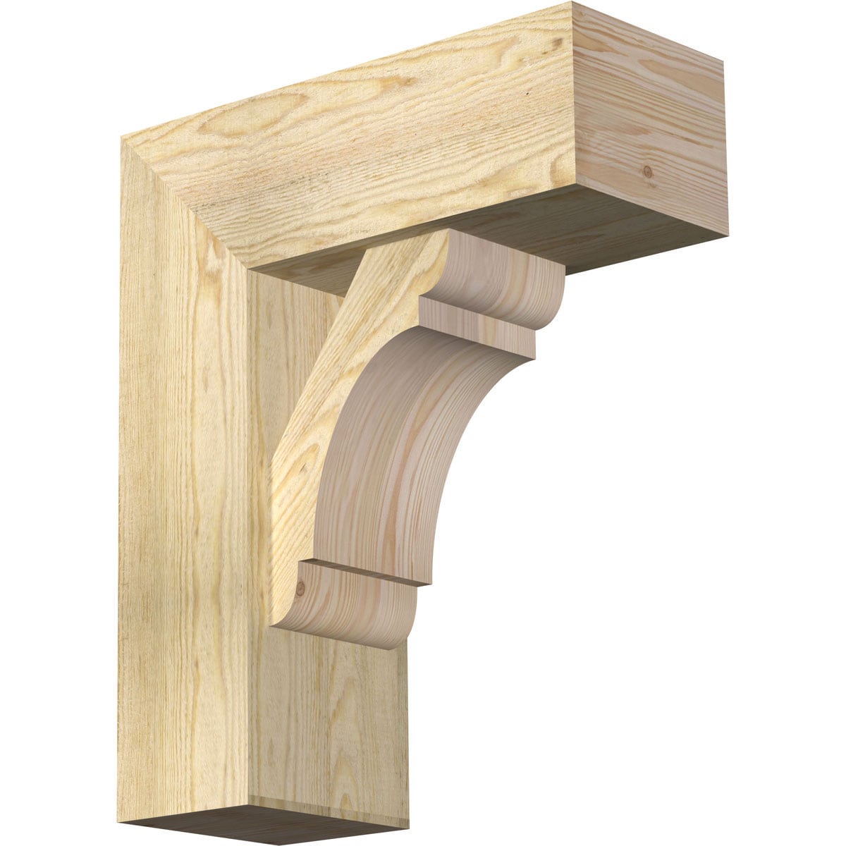 Ekena Millwork 1463667 Olympic block rough sawnbracket with offset brace 8-in x 20-in x 24-in Douglas fir Brown Wood Standard bracket