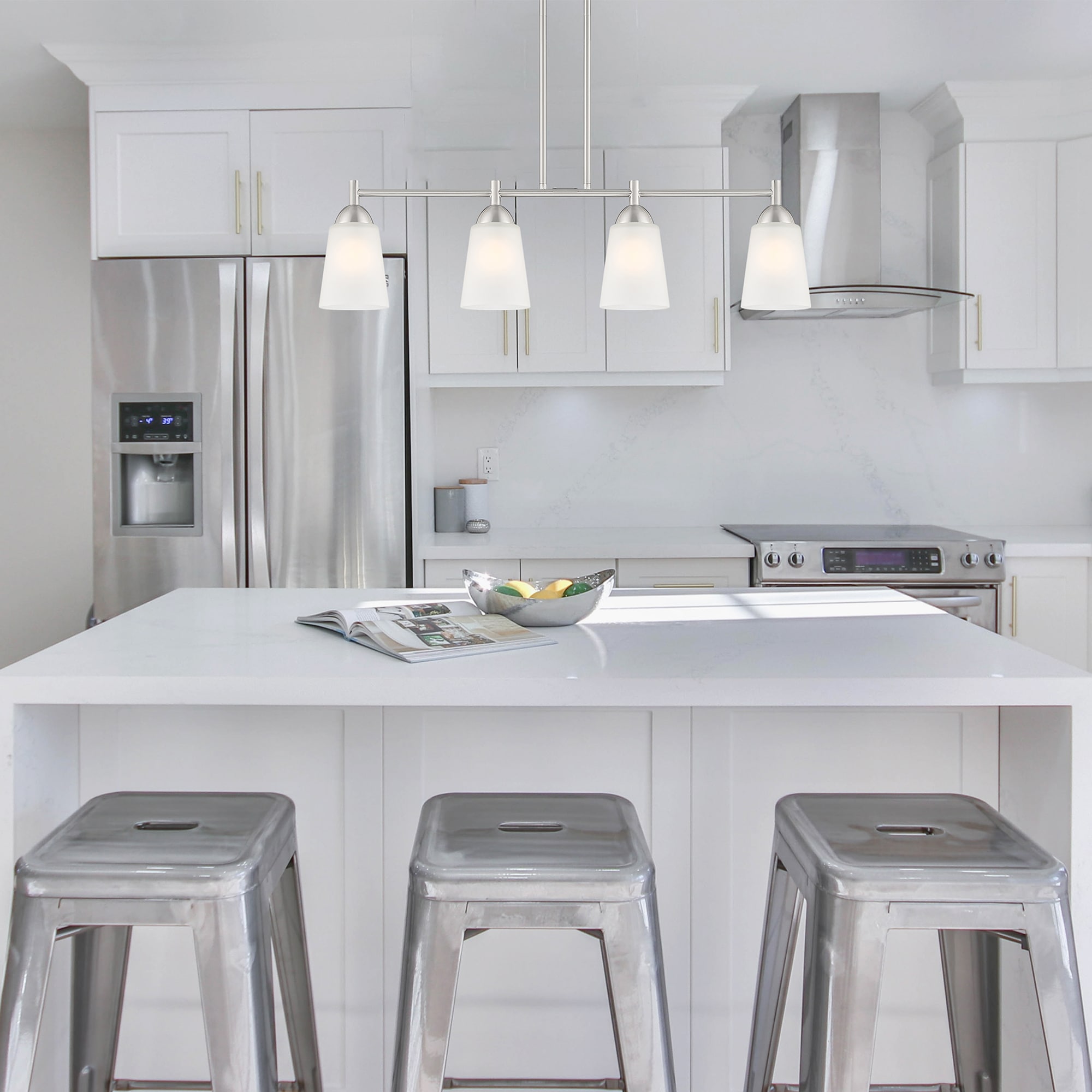 Malone Transitional Brushed Nickel 4-Light Island Pendant