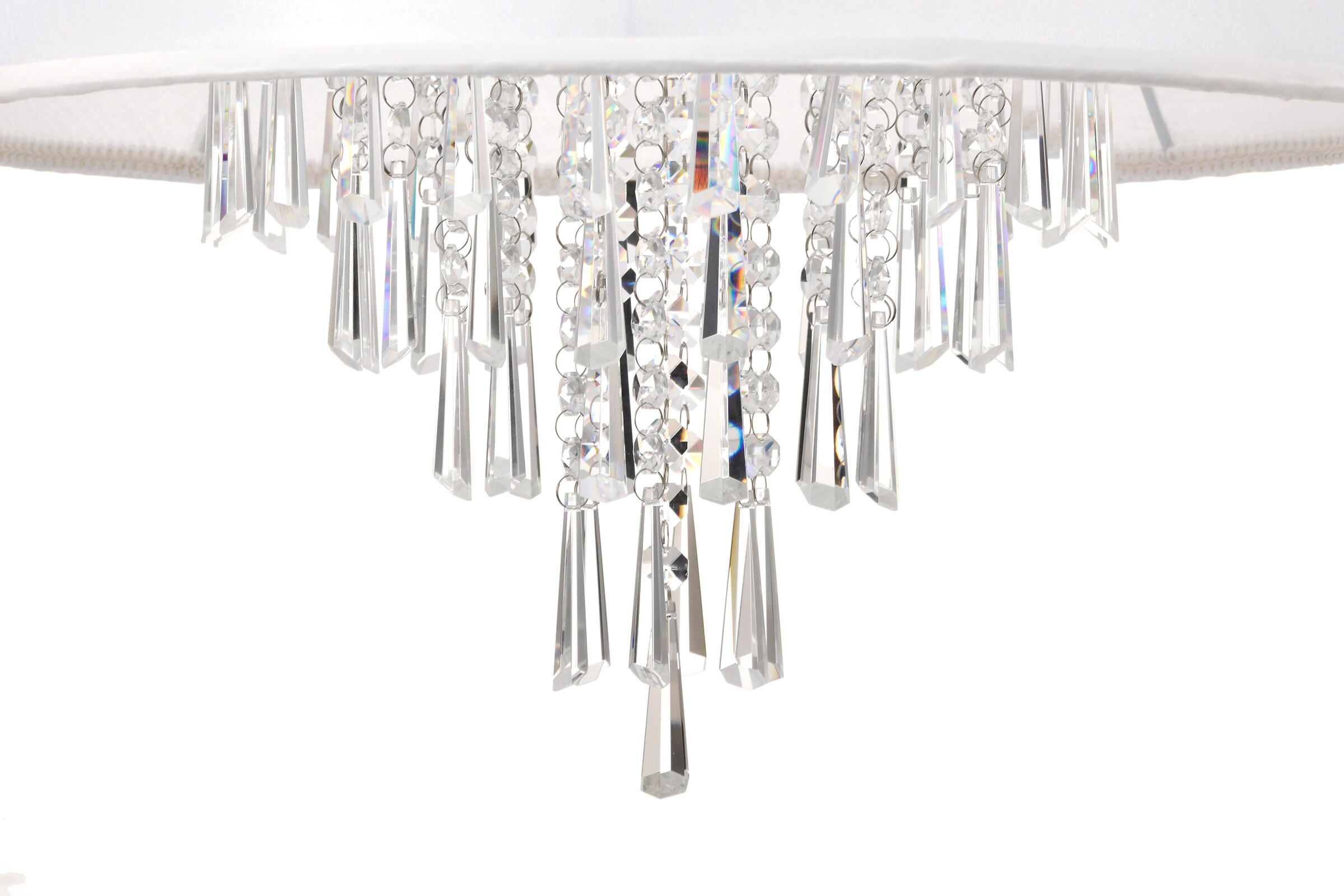 Chrome 4-Light Drum Chandelier with Crystal Accents