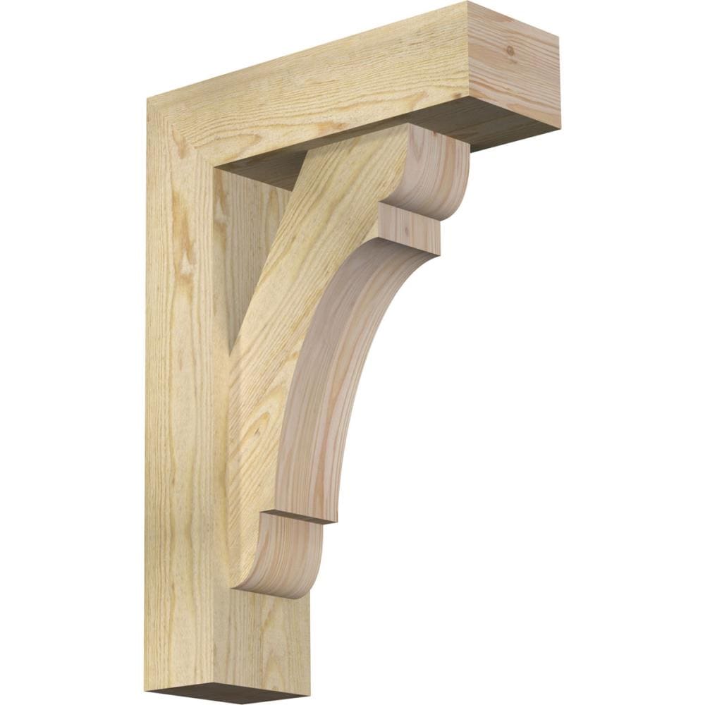 Ekena Millwork 1463636 Olympic block rough sawnbracket with offset brace 6-in x 18-in x 26-in Douglas fir Brown Wood Standard bracket