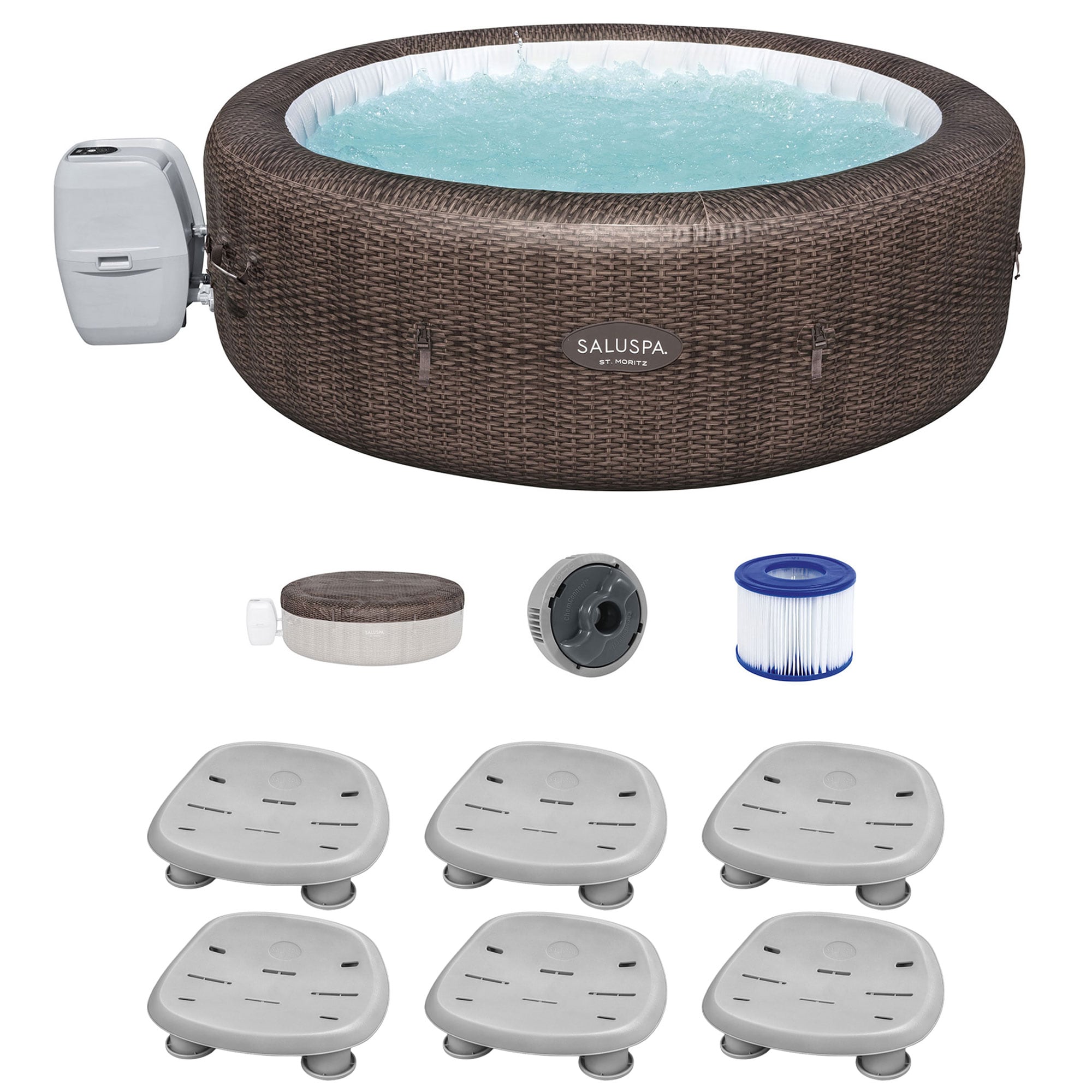 Bestway 396549 SaluSpa 180 Jet 7 -Person Inflatable Round Hot Tub (Cover Included)