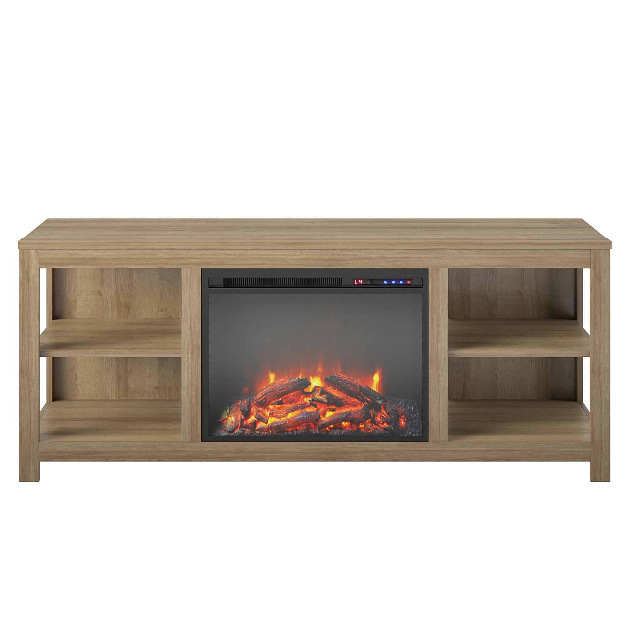 Ameriwood Home 59.61-in W Natural/Reclaimed Oak TV Stand with Fan-forced Electric Fireplace 6850348COM Sansujyuku sansujyuku.com