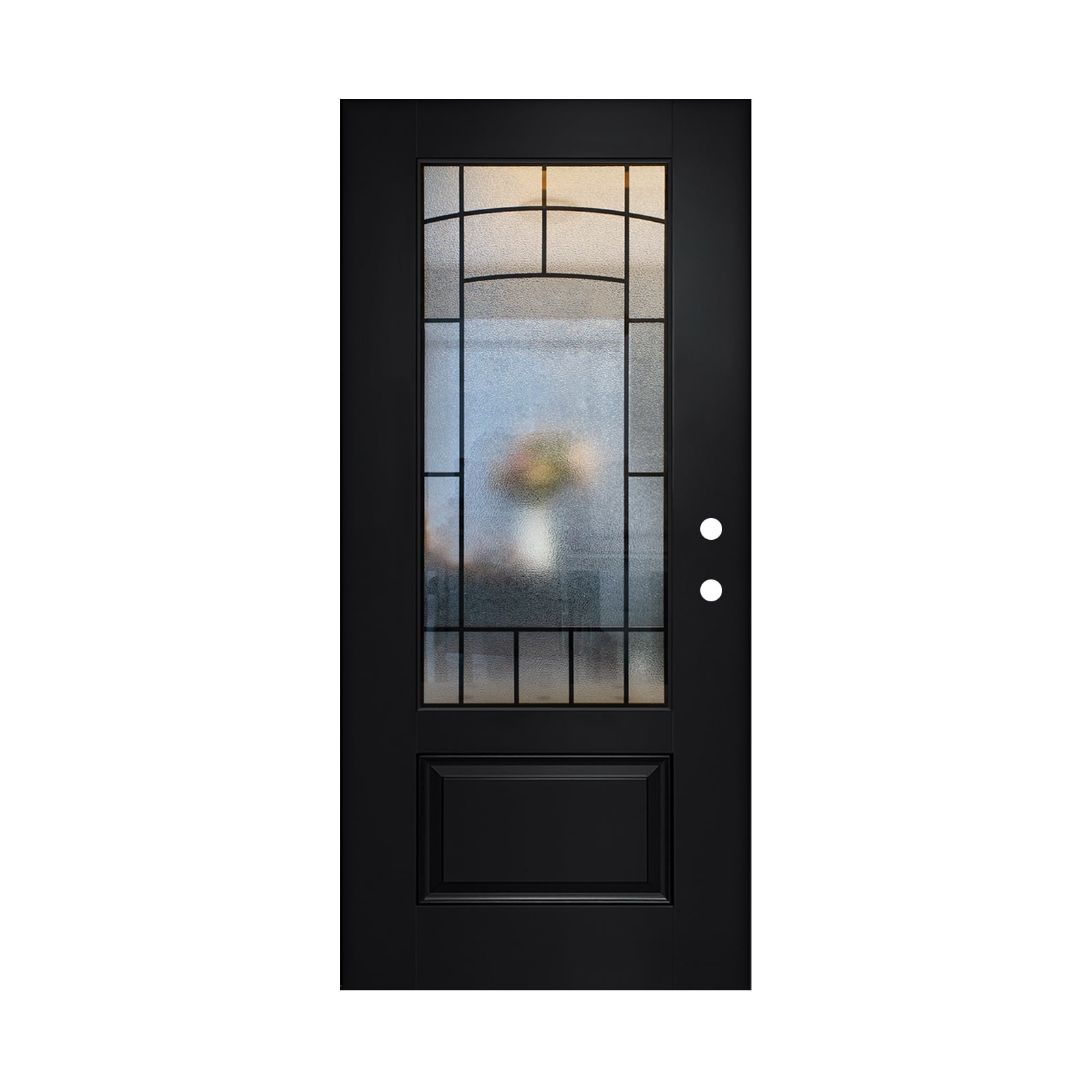 Vynxaria - 36-in x 80-in fiberglass entry door slab features 3/4-view cloud-pattern glass.