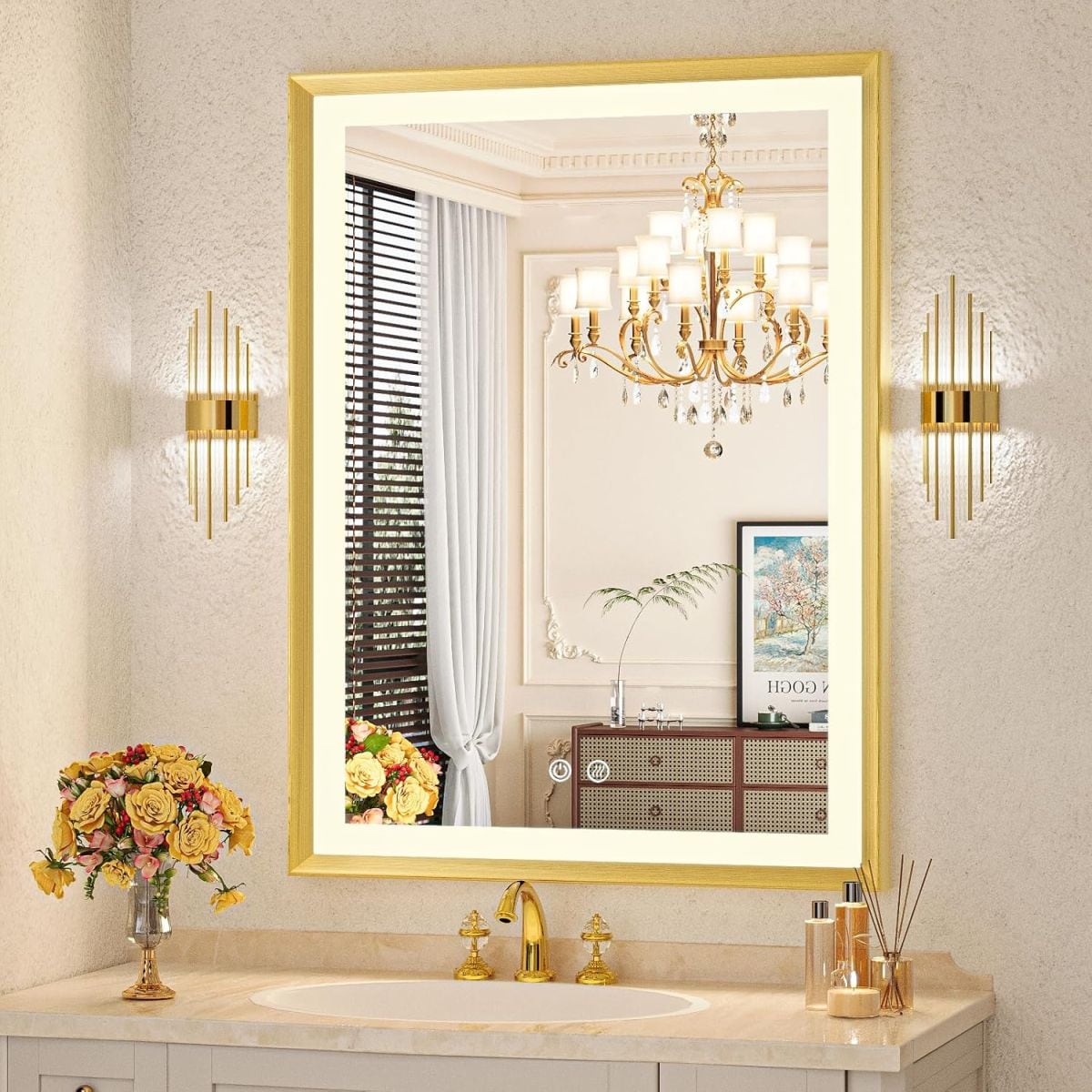 Blisstyle LWSIRGQLQ PREMIUM 30-in x 30-in Polished Frameless Rectangle Dimmable LED Lighted Fog Free Bathroom Vanity Mirror ( Clear )