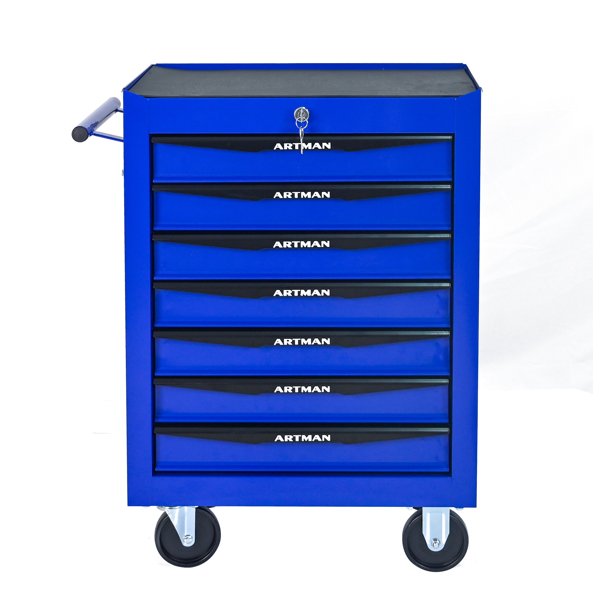 LUXEYARD Rolling Metal Tool Chest with 7 Drawers 20 inch 7-Drawer Tool Chest Cabinet with Ball Bearing Drawer Slides Steel Tool Storage Box Organizer -BLACKandBLUE Sansujyuku sansujyuku.com