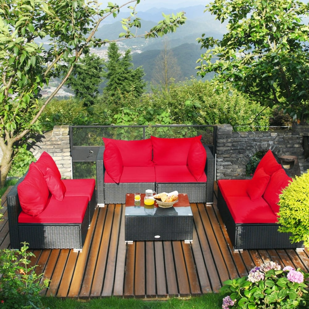 Forclover CH 7-Piece Patio Rattan Wicker Sectional Sofa Patio ...