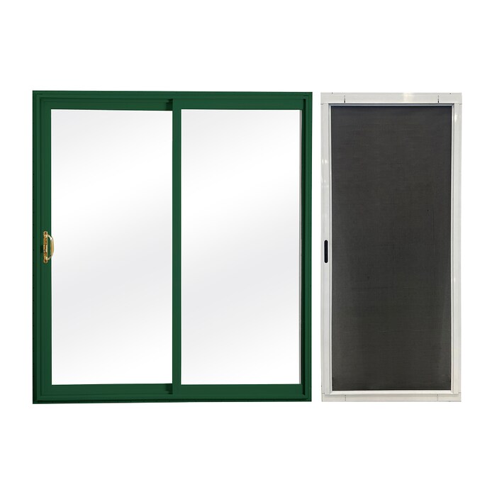 RELIABILT  60-in x 80-in Green Vinyl Universal Sliding Double Patio Door with Screen