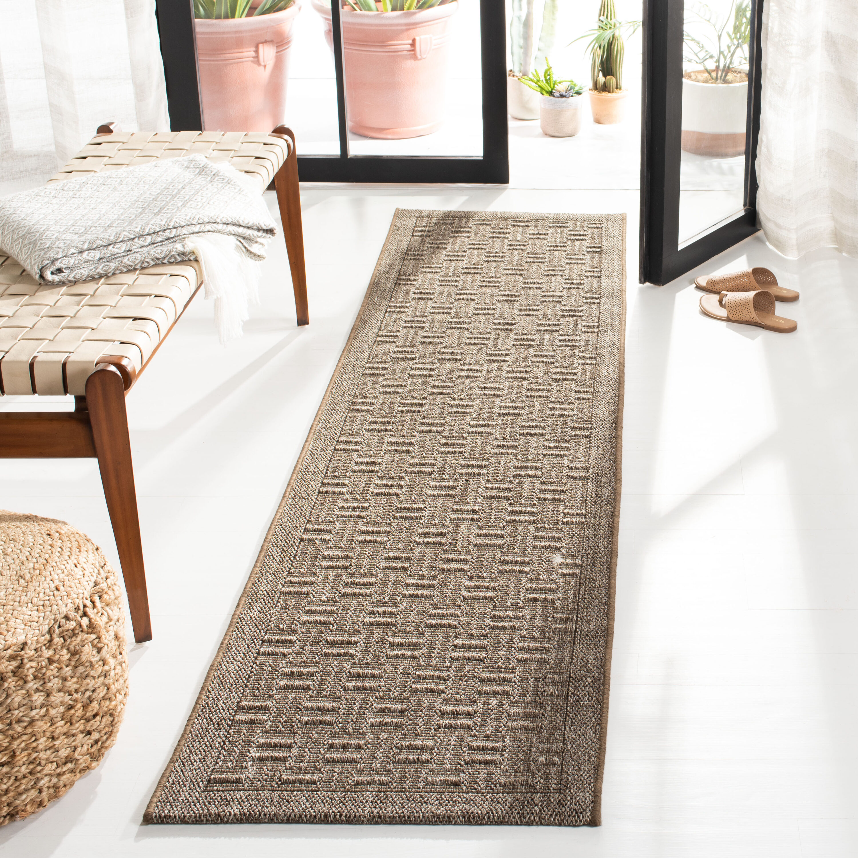  Basketry Silver Contemporary 2ft-3in x 12ft Runner Rug