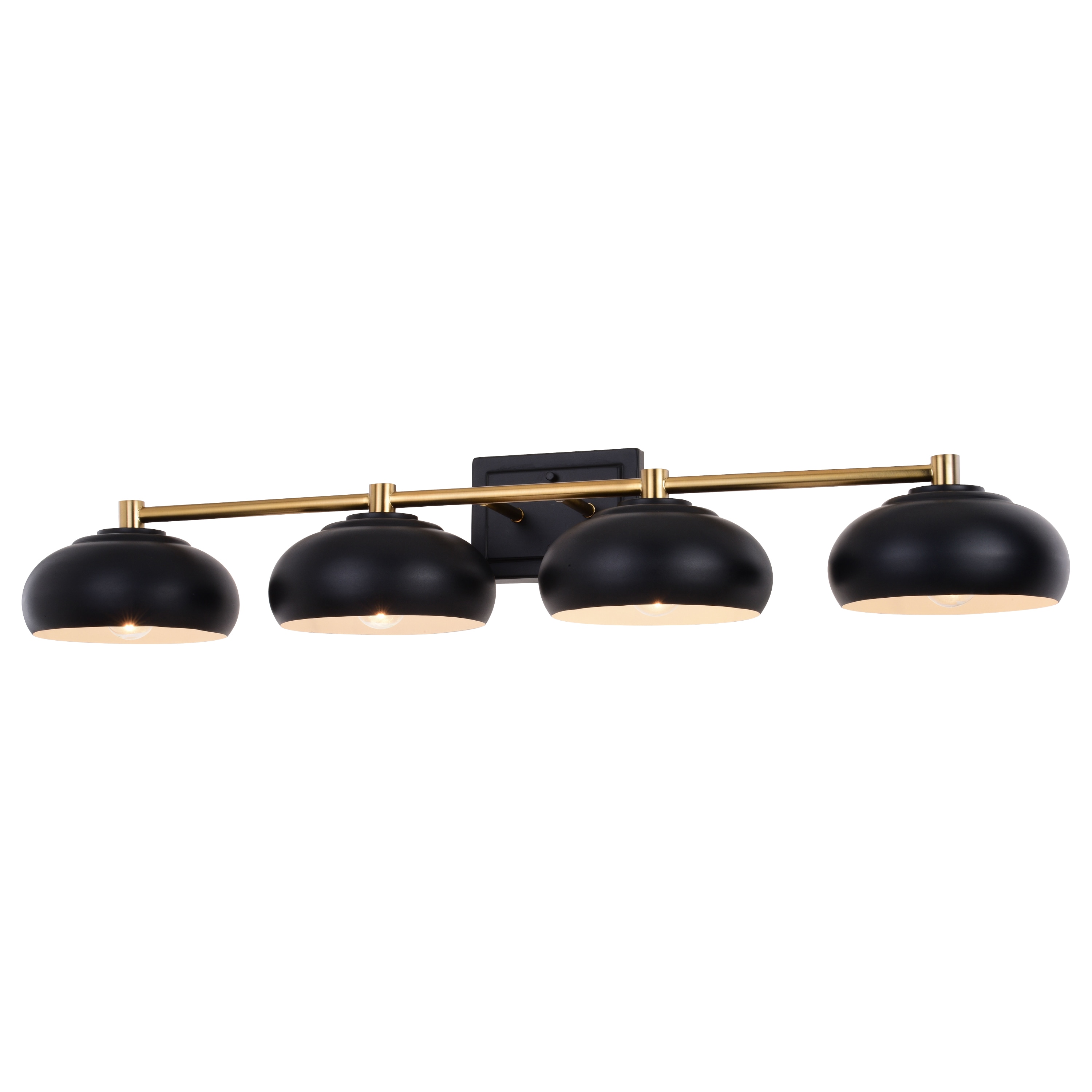 Matte Black and Satin Brass 4-Light Dimmable Vanity Fixture