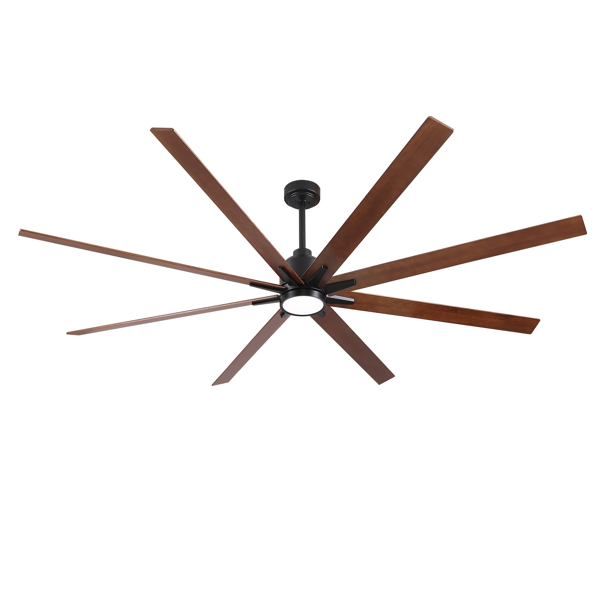 SINOFURN SYB570019SL 84-in Color-Changing Integrated LED Outdoor Black+Brown with Wood Blades Ceiling Fan With Light - Remote Included ( 8 -Blade )