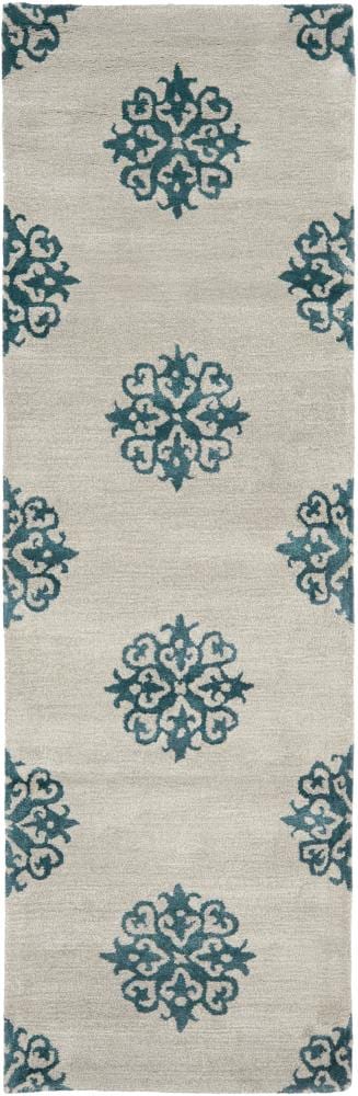 Safavieh SOH424C-210 Soho Thomas 2 x 10 (ft) Tufted Wool Silver/Blue Rectangular Indoor Abstract Runner rug