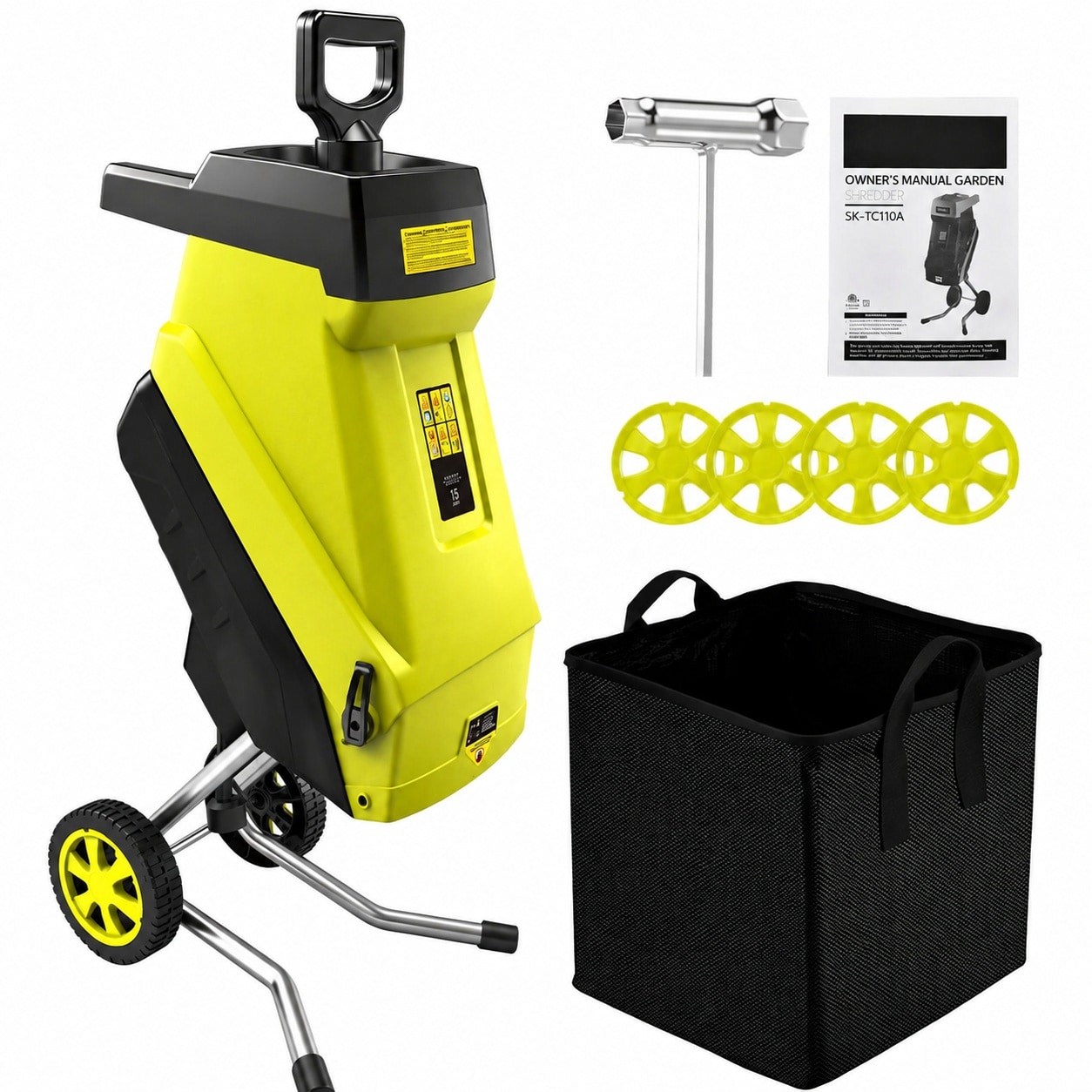 Oyezvary  Electric Wood Chipper Shredder 15 Amp Corded 1.8 inch Cutting Double Sided Blade with Collection Bag for Yard Debris and Branches