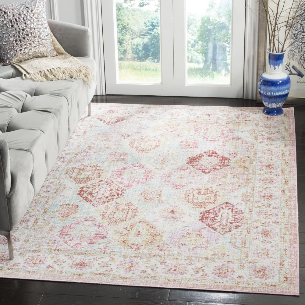 Safavieh Windsor Zari 5 x 7 Pink/Multi Indoor Distressed/Overdyed Vintage Area Rug