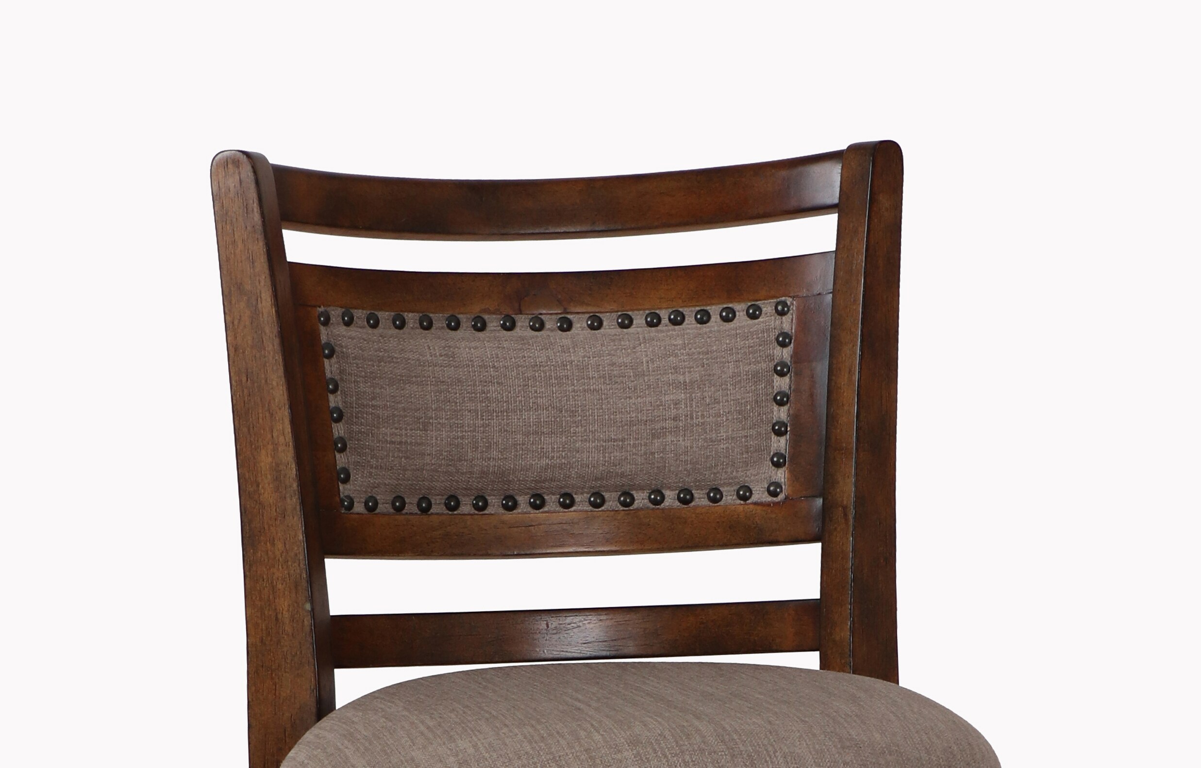 Aberdeen Dark Brown Wood Swivel Bar Stool with Fabric Seat