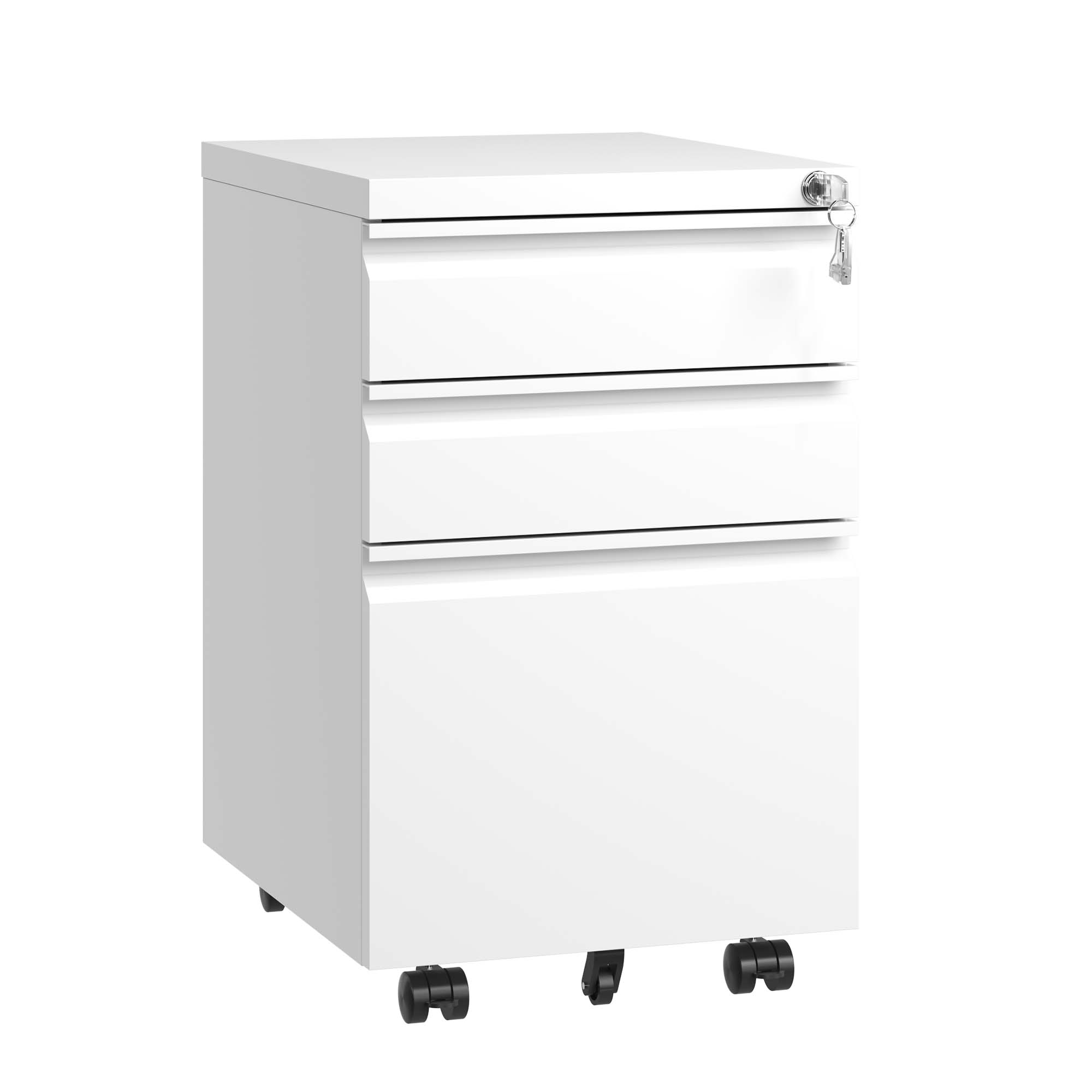 Mondawe Modern 3-Drawer Vertical File Cabinet, 17.32  14.57  23.63in Metal Filing Cabinet with Lock, White