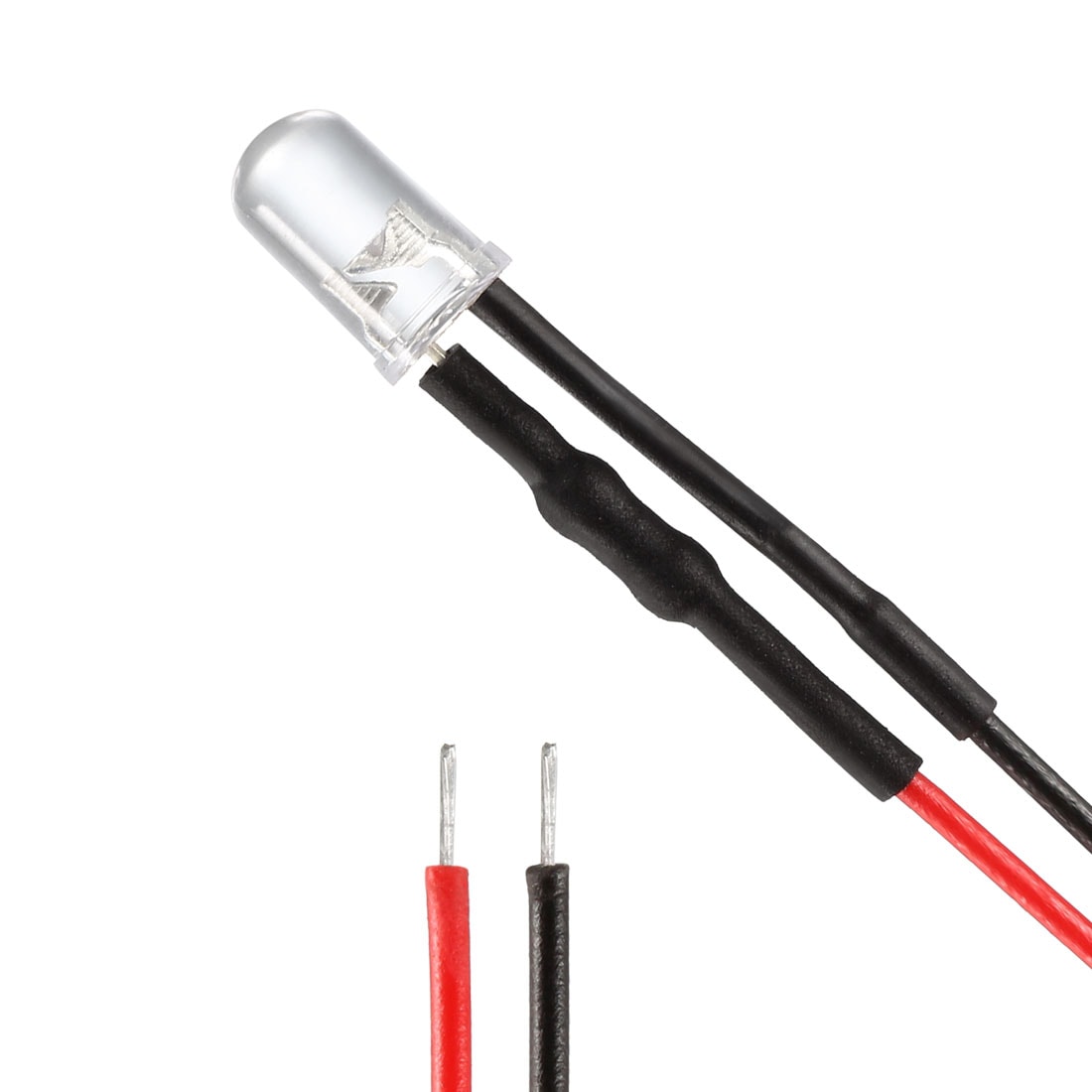 Unique Bargains 10pcs 5mm Pre Wired LED Red DC3-5V Clear Lens Light Emitting Diodes