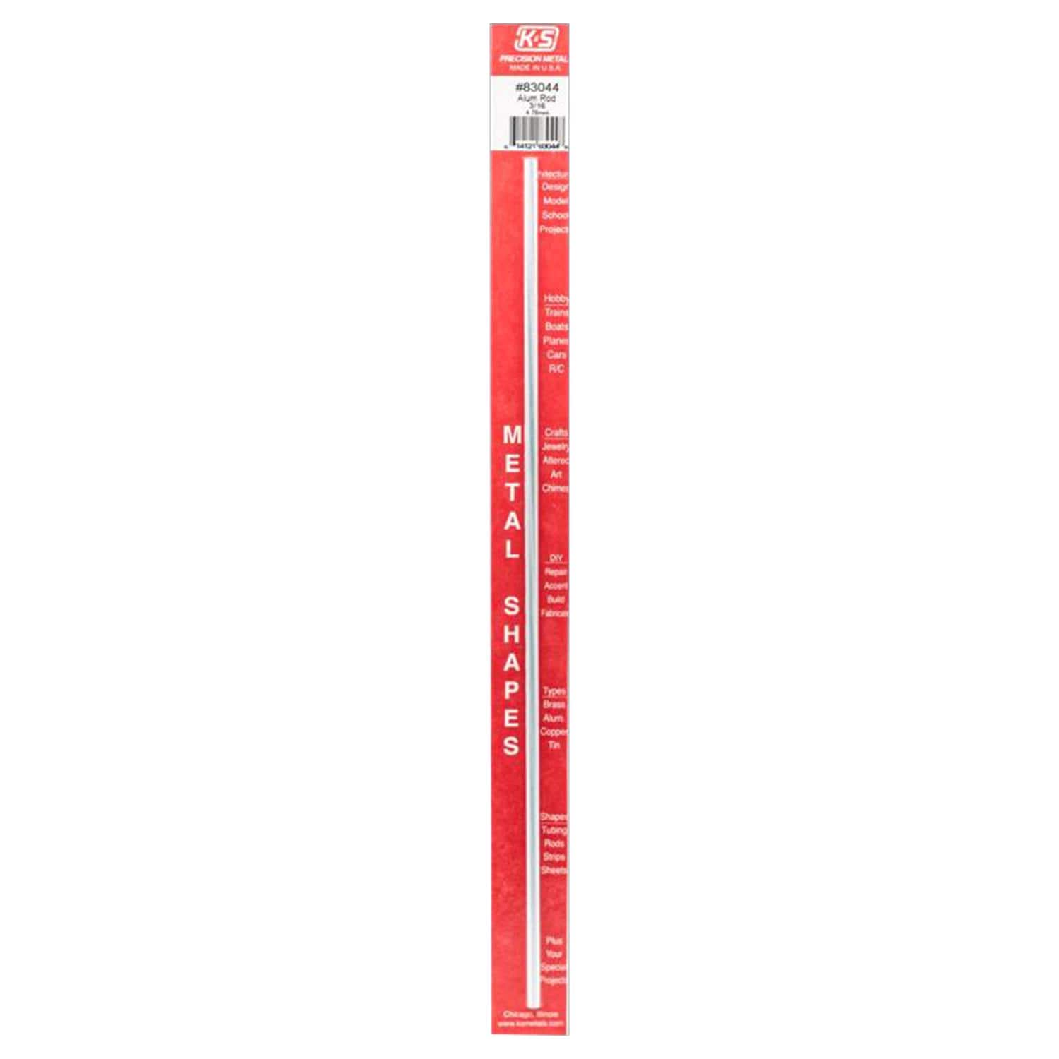 K&S Precision Metals K S 12 in. L X 3/16 in. D Aluminum Rod 1 pk