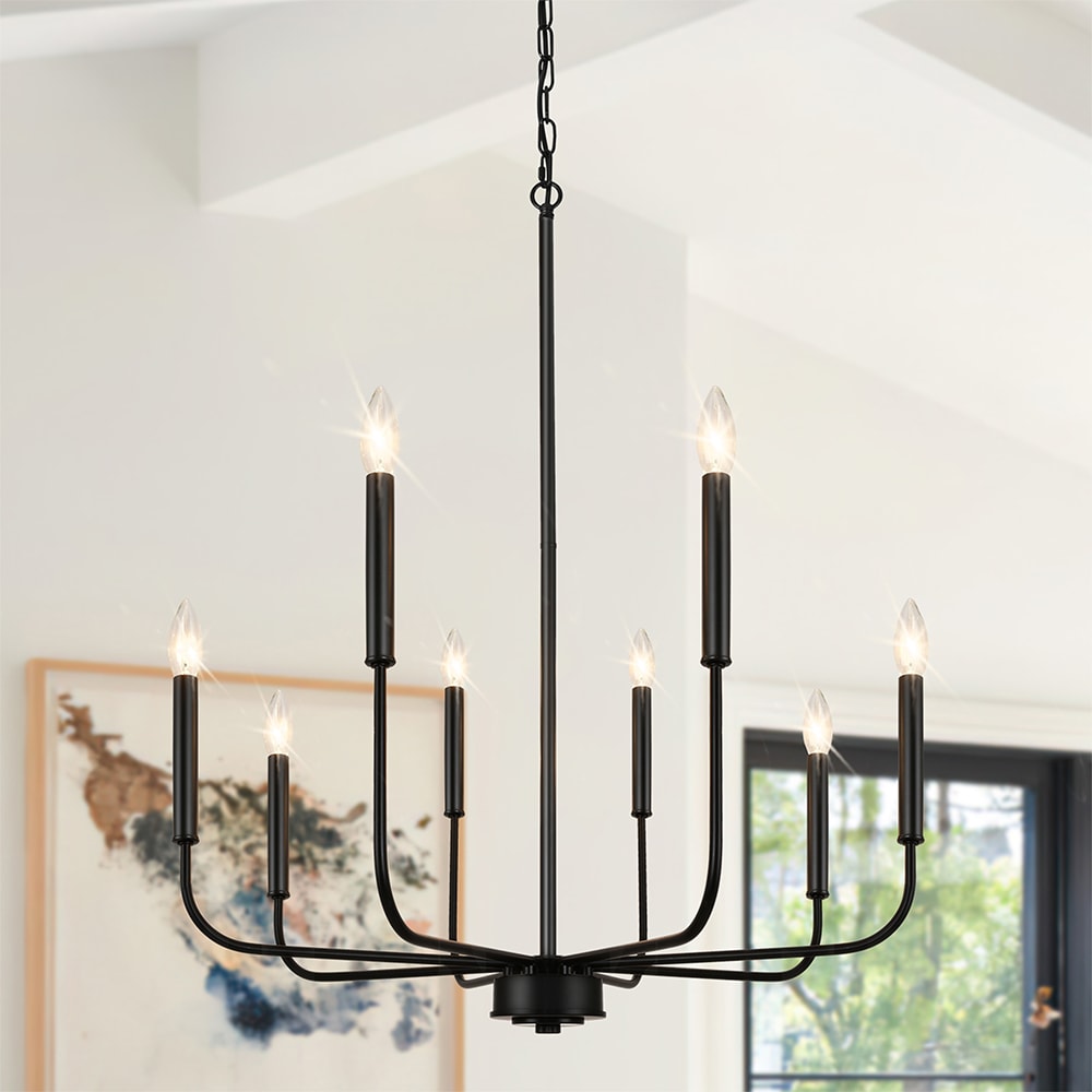GoYeel ZP007 8 -Light Matte Black Modern/contemporary For Use in Bedrooms, Dining Rooms, Foyers, Kitchens, Living Rooms Chandelier