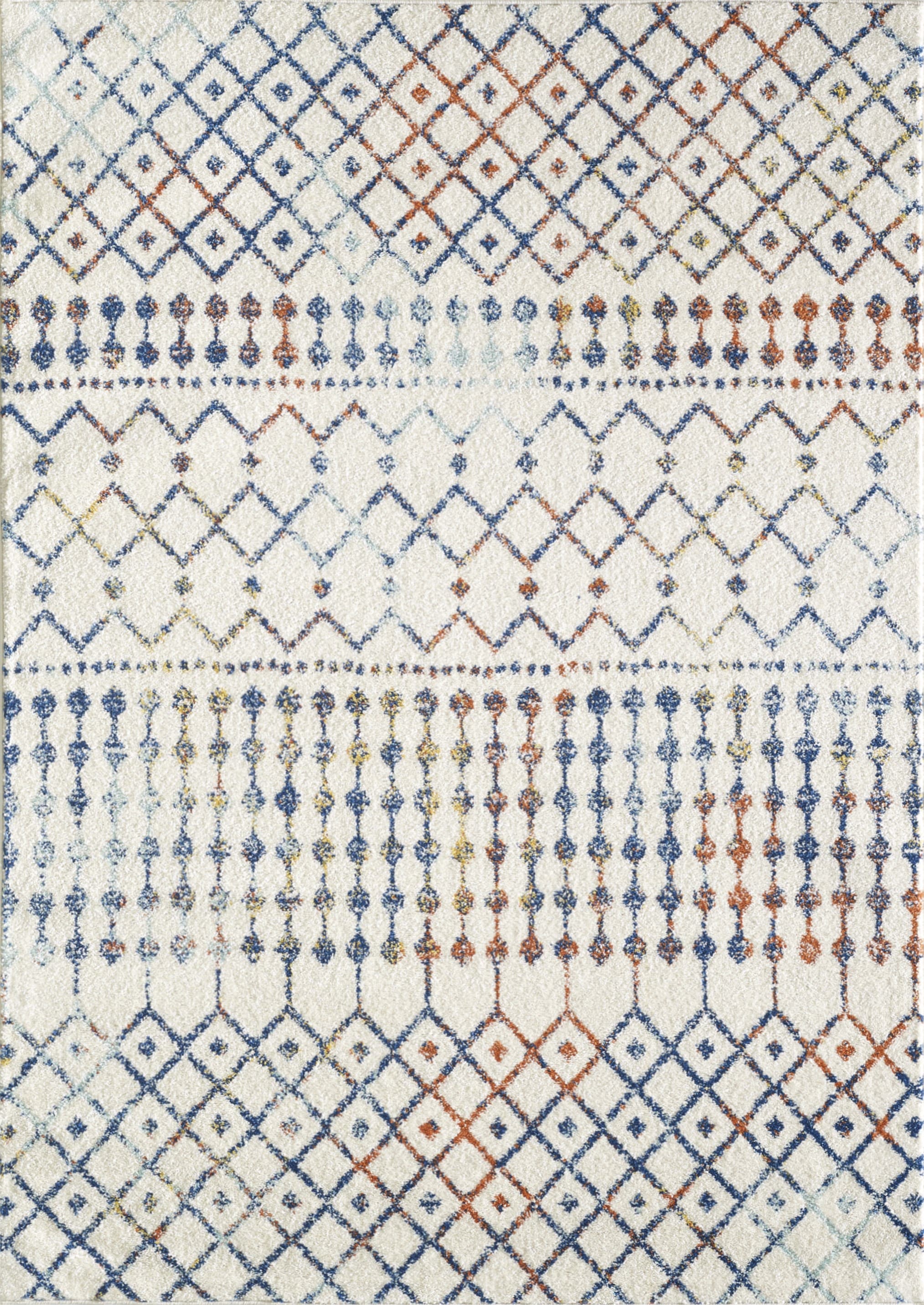 Eviva RG1158-10X12CM Grid 10 x 12 (ft) Loomed Polypropylene Cream/Multicolor Rectangular Indoor Geometric Area rug