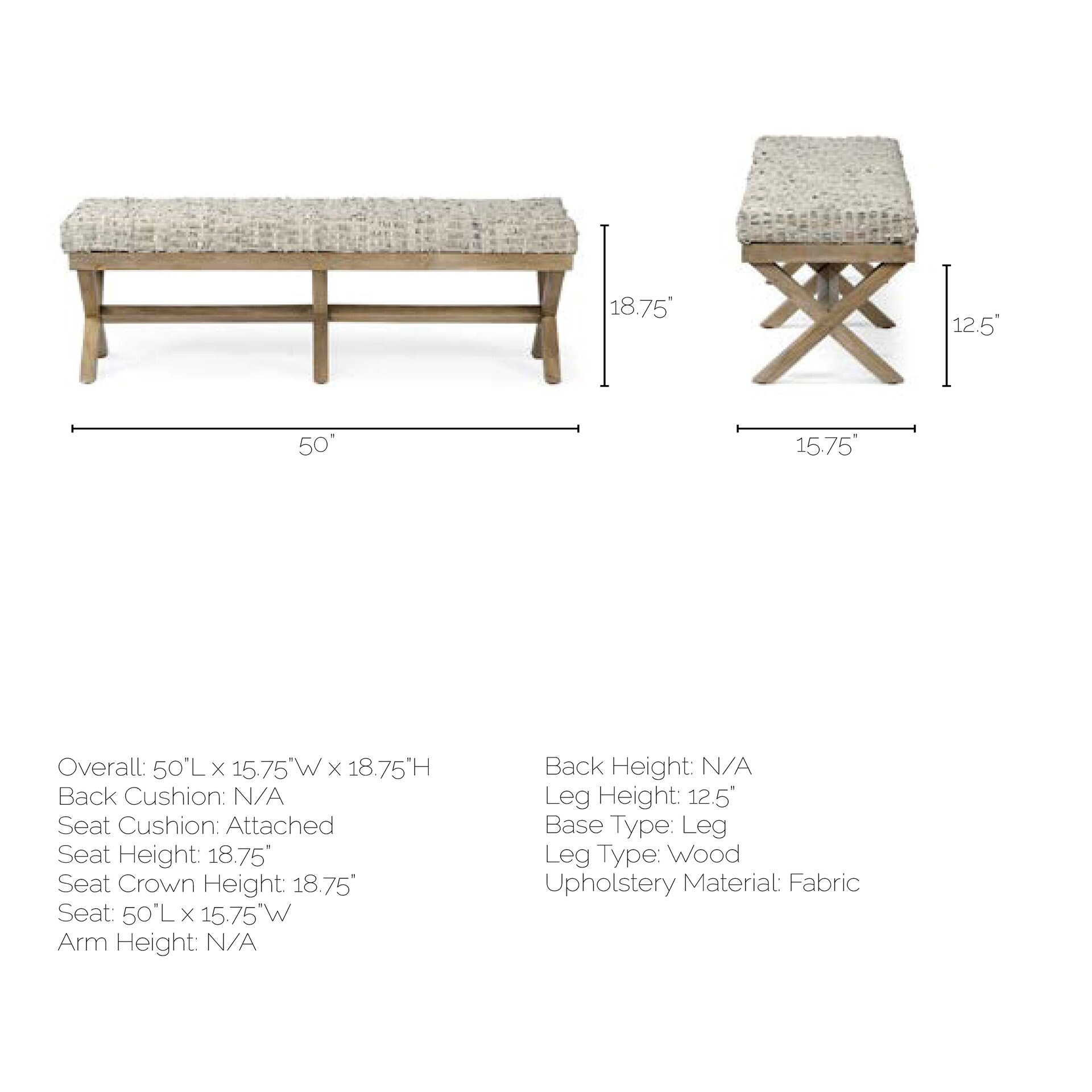 Solis II Light Brown Mango Wood and Beige Woven Leather Accent Bench