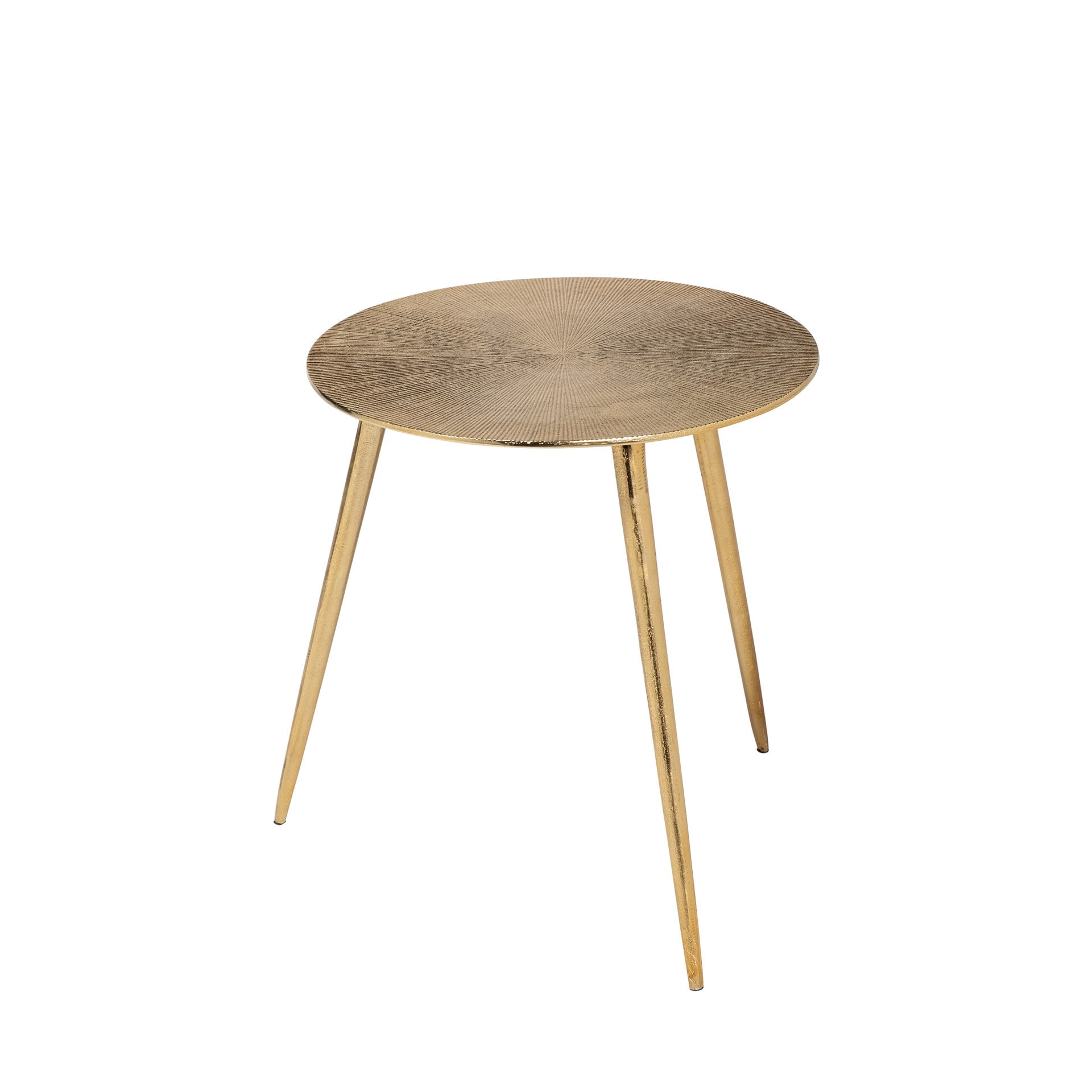 Slickblue - Aluminum Round End Table with Three Leg Base for Living Room and Bedroom Use Gold Mul...