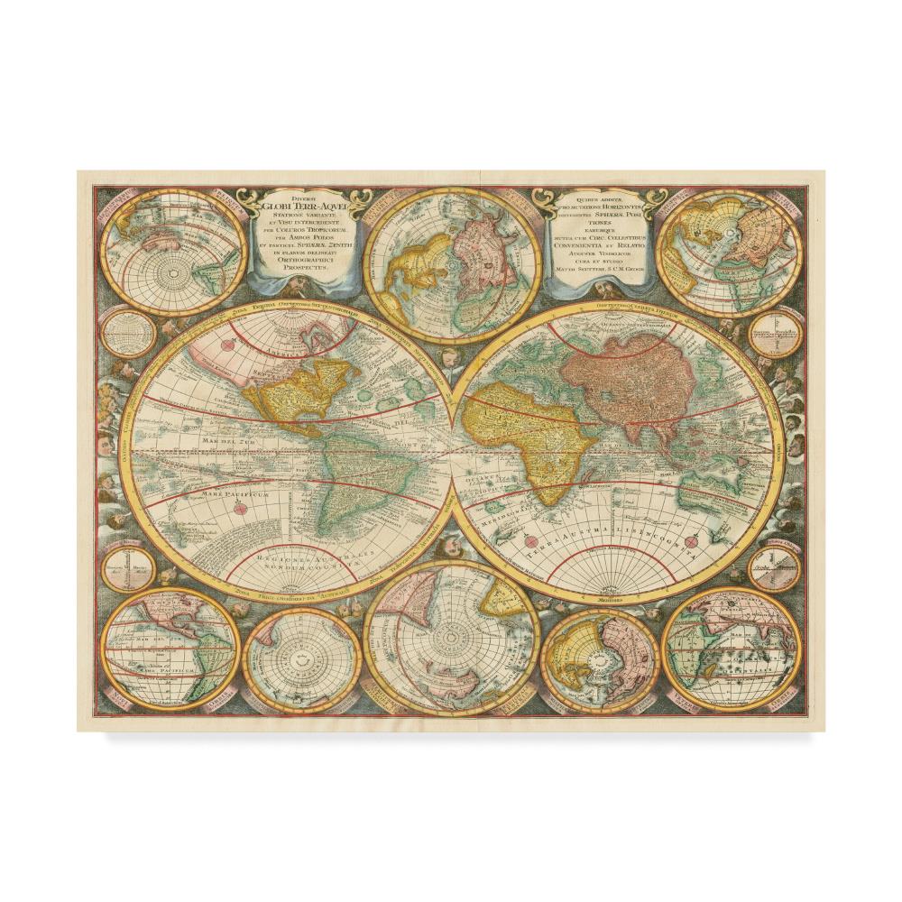 Trademark Fine Art WAG02404-C1419GG Framed 14-in H x 19-in W Maps Print on Canvas