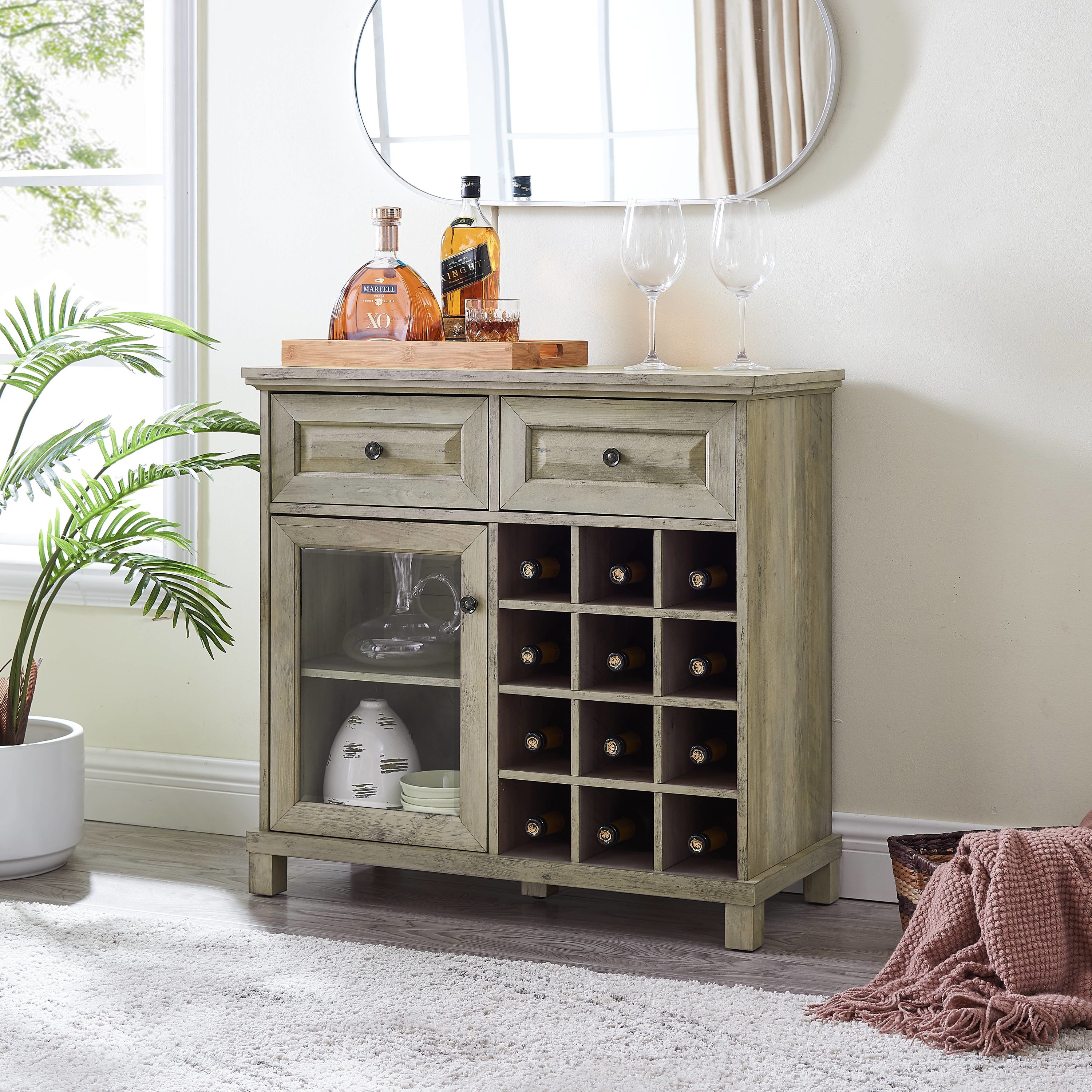 Home Source Industries Arms 31.5 in x 30.24 in Gray Rectangle Bar Cabinet at Lowes