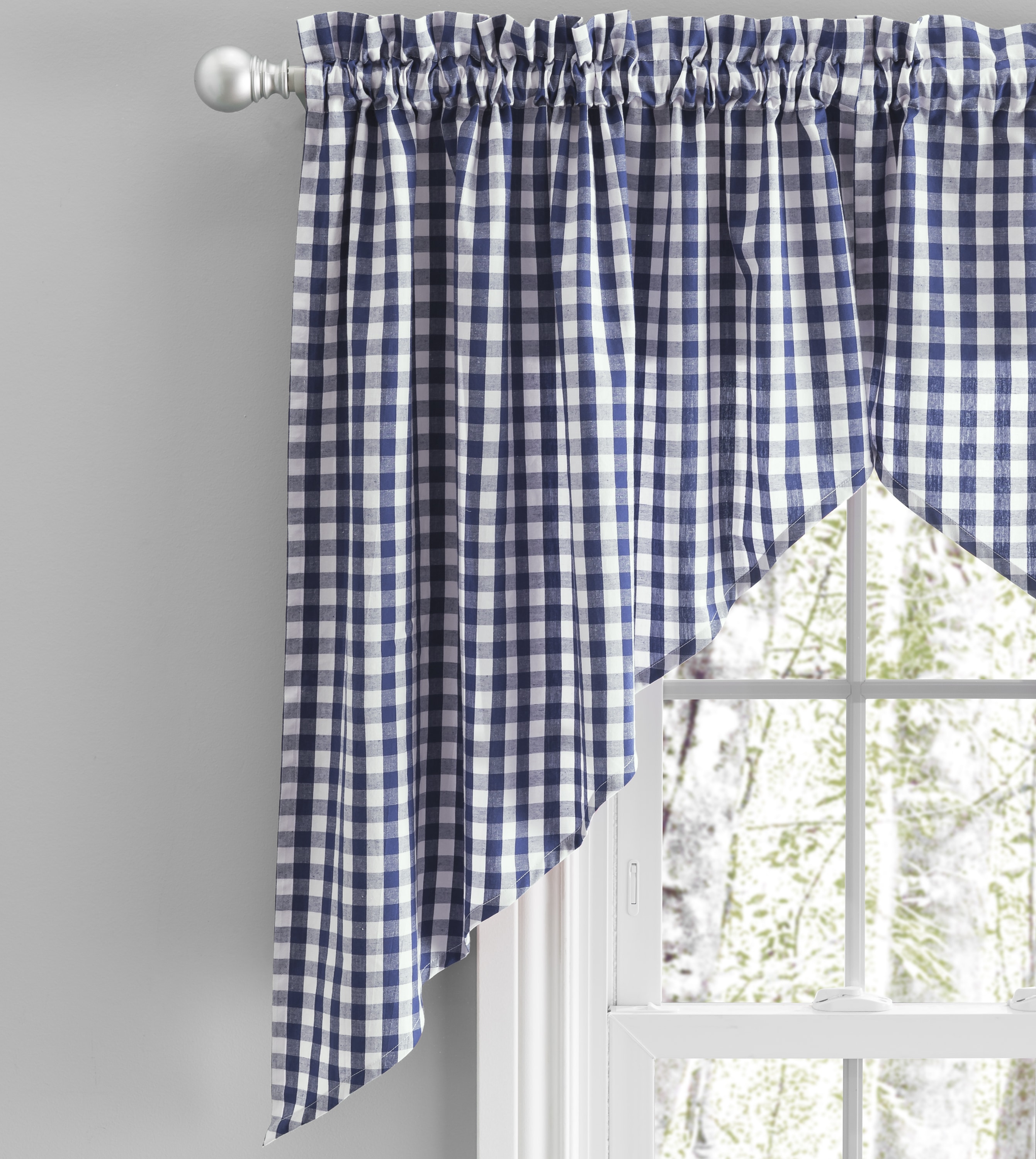 Ricardo Trading 04425-08-036-35 36-Inches Navy Plaid Light filtering Rod pocket Curtain panel pair