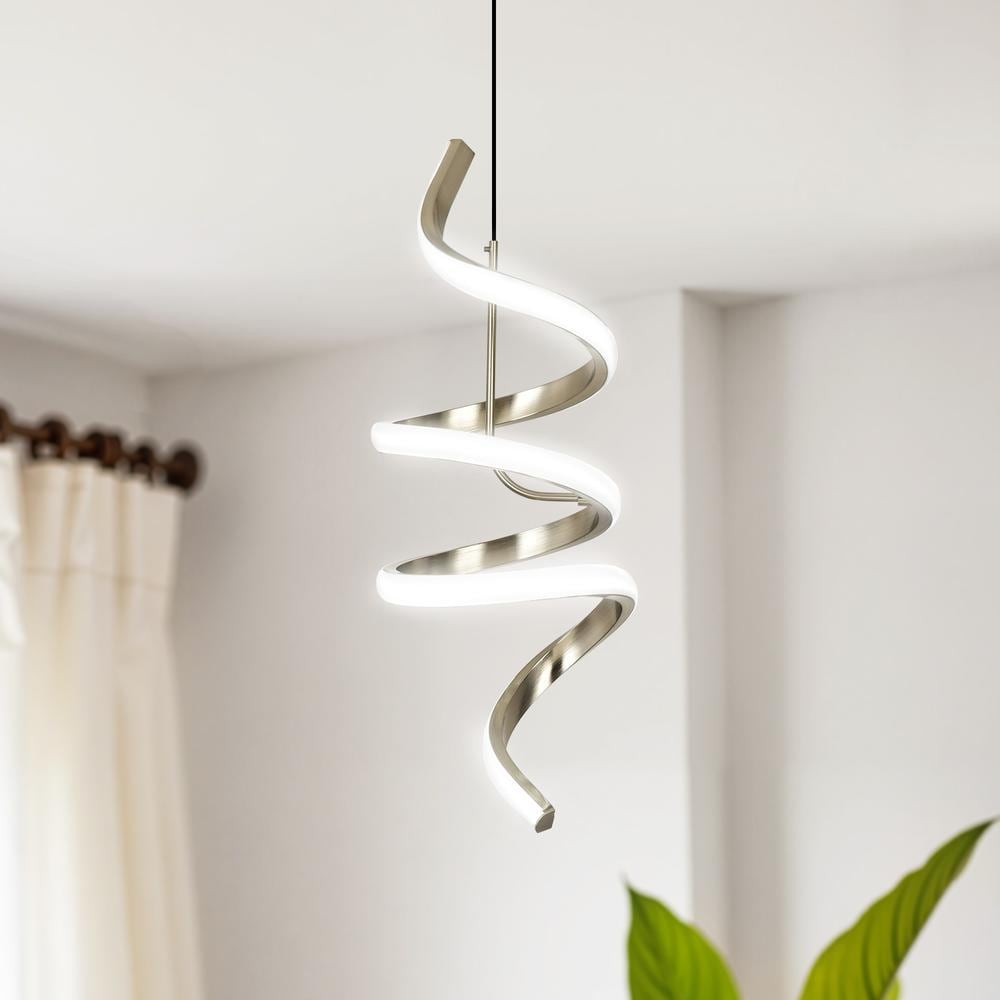 Henveton Jasslynn 1-Light Modern Brushed Nickel Integrated LED Pendant Light Fixture for Kitchen Living Room Entry Foyer