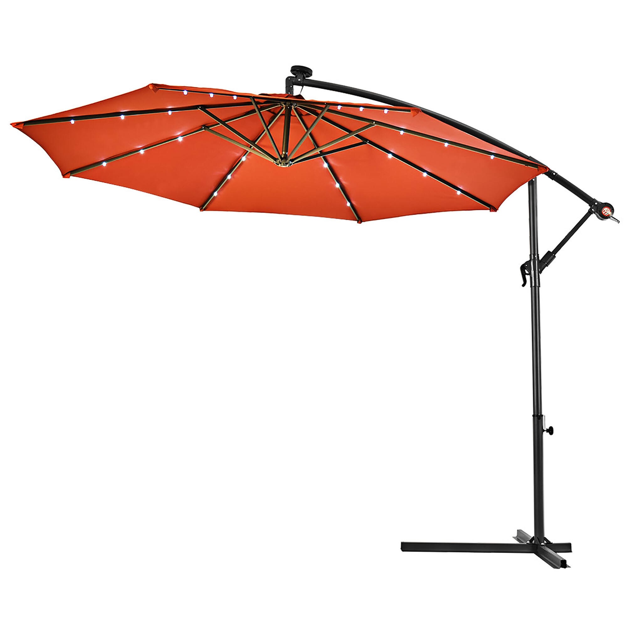 Forclover HYFW-S54OR 10-ft Steel Orange Cantilever Patio Umbrella with Lights
