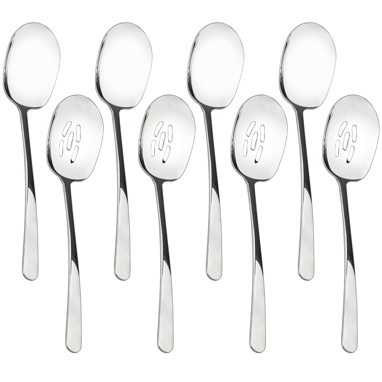 LILILIAN FMY  8 Piece Extra Large Serving Spoons Set 11 Inch Stainless Steel Serving and Slotted Spoons for Kitchen Buffet Parties