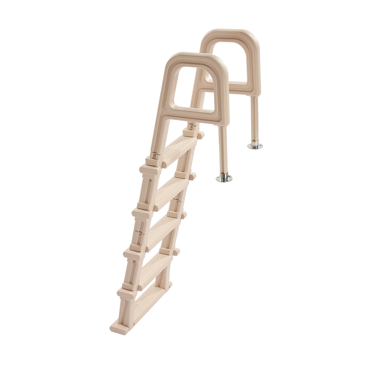 VEVOR SCDXYCTTBGGS07188V0 Swimming Pool Ladder  Inclined 5-Step Double Handrails Stair  Non-slip Heavy Duty Step  Load Capacity 300 lb  for 48-54 in  Inground and Above-ground Pools of Any Deck Surface Indoor and Outdoor  Taupe