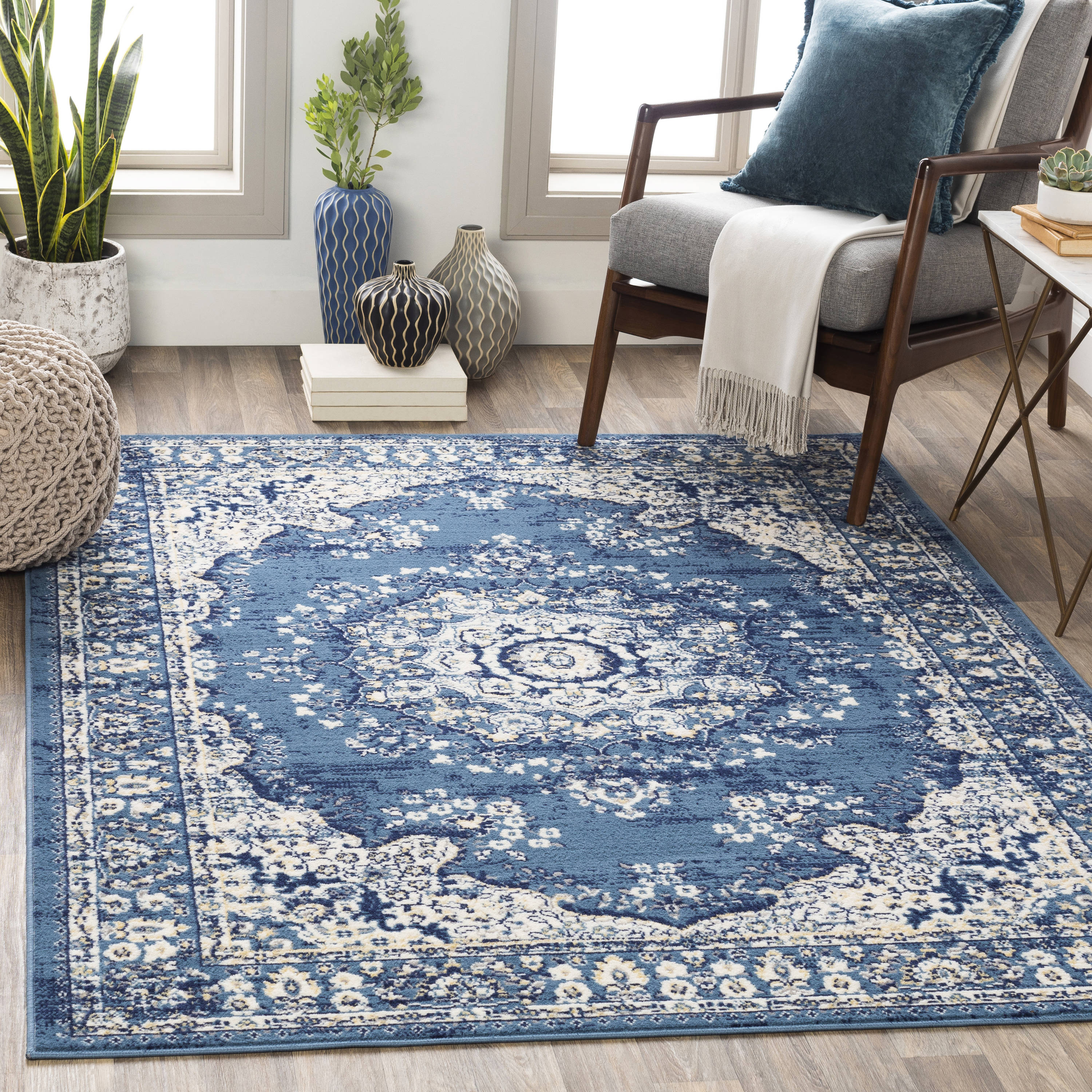 Surya UST2302-2211 Ustad 2 X 3 (ft) Denim Indoor Medallion Oriental Area Rug