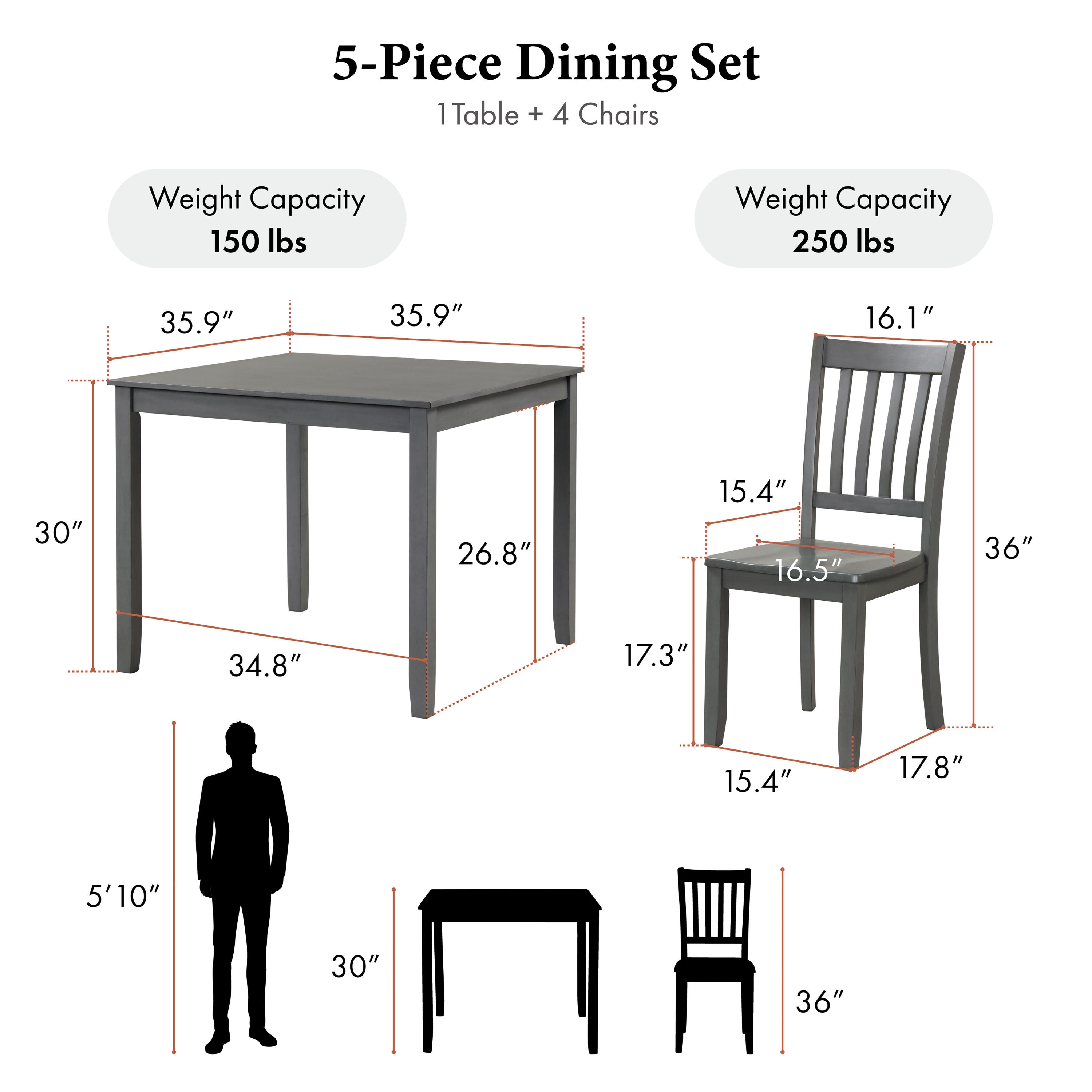 Furniture of America EC-3583GY-T-5PK Dining-Sets - View #3