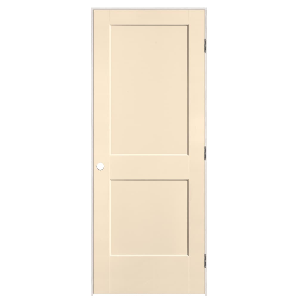 Masonite 895970 32-in x 80-in Cream-n-Sugar Solid core 2-panel Left hand Smooth Prefinished Molded composite Flat Jamb Single Prehung Interior Door