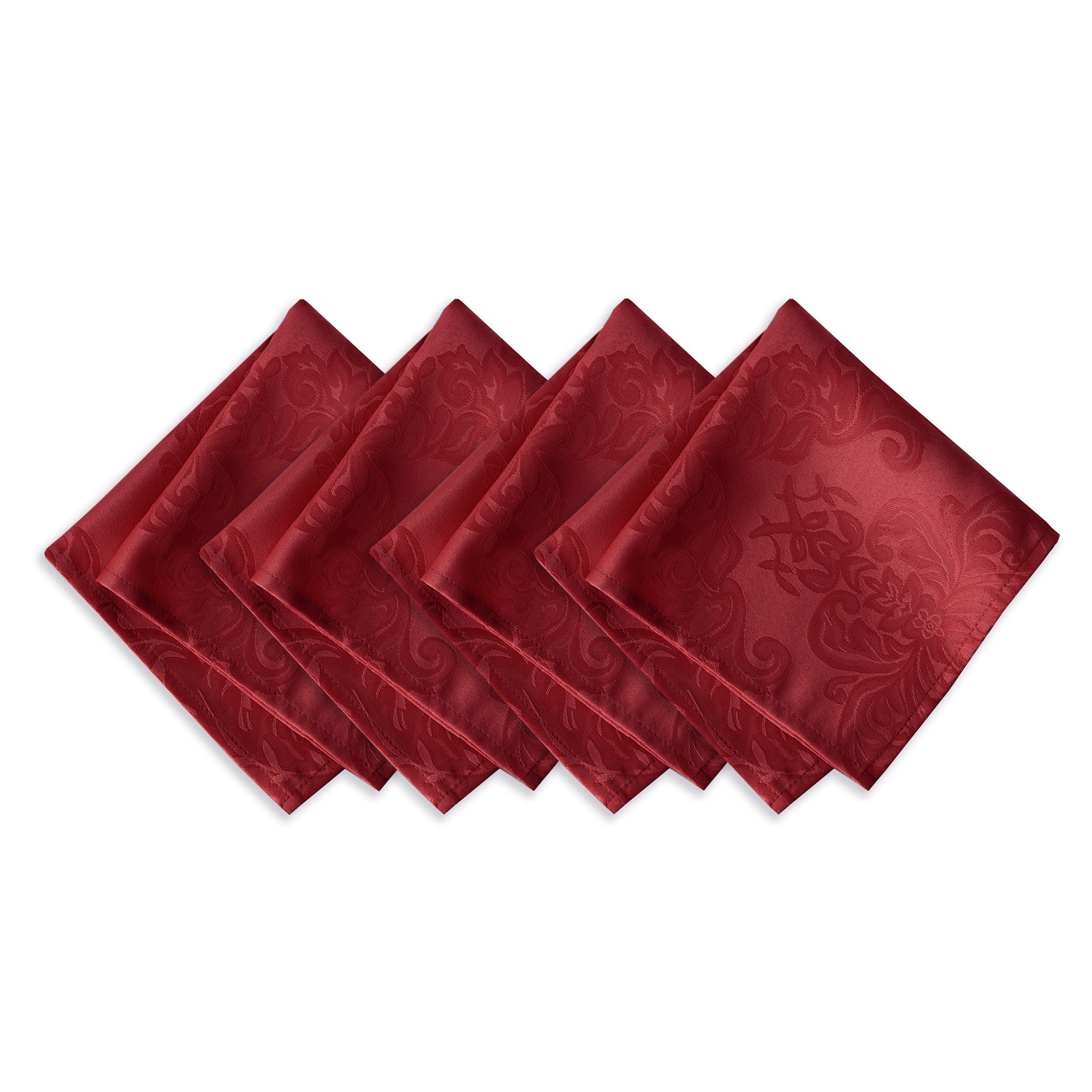 Elrene Home Fashions 026865981926 Barcelona Jacquard Damask 4 -Pack Red Polyester Square Napkin(s)