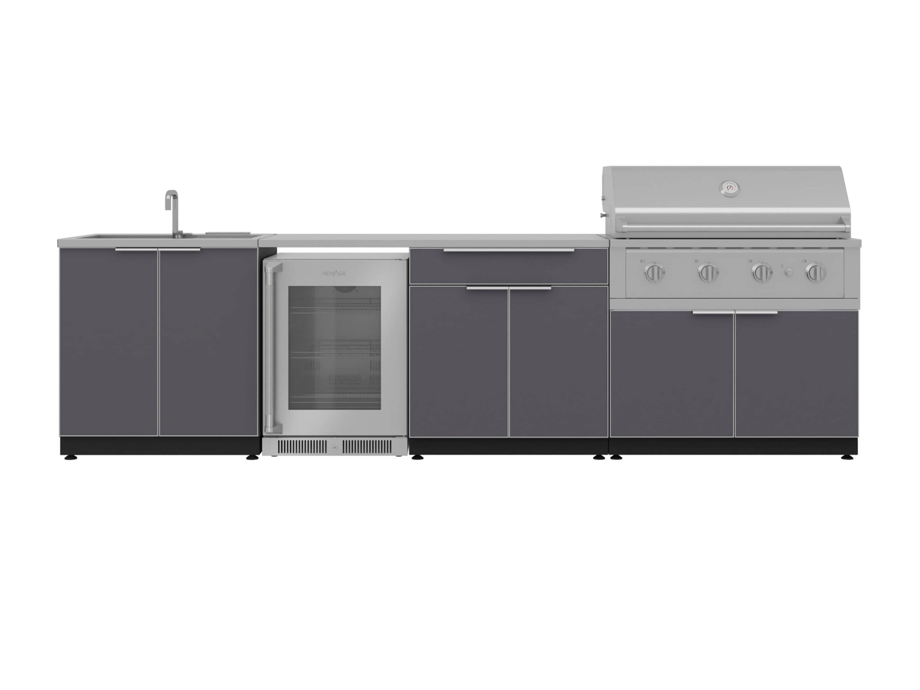 NewAge Products 66330 Classic Aluminum Cabinets Performance Gas Grill 6 x 24-in D x 48.5-in H Modular Outdoor Kitchen Set 3 Burners