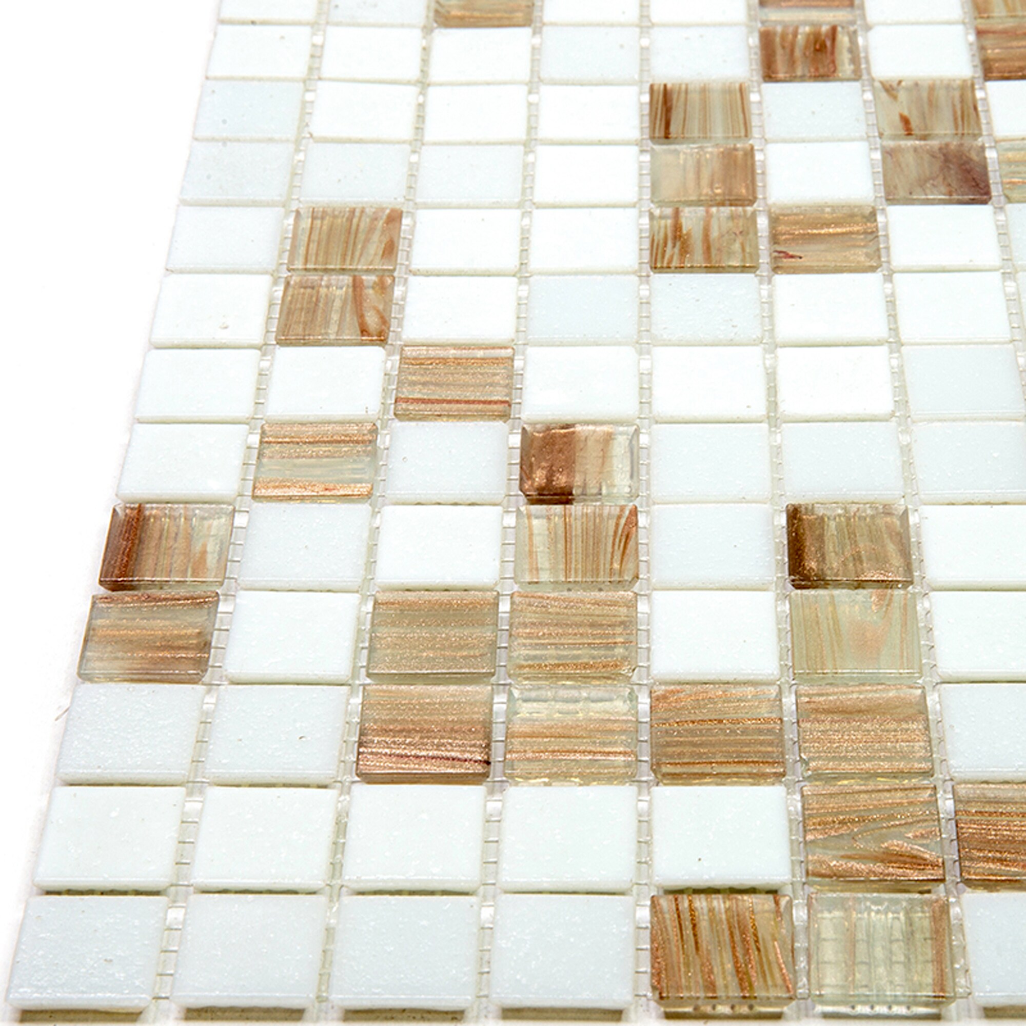 Apollo 12" x 12" Glossy White and Beige Glass Mosaic Tile