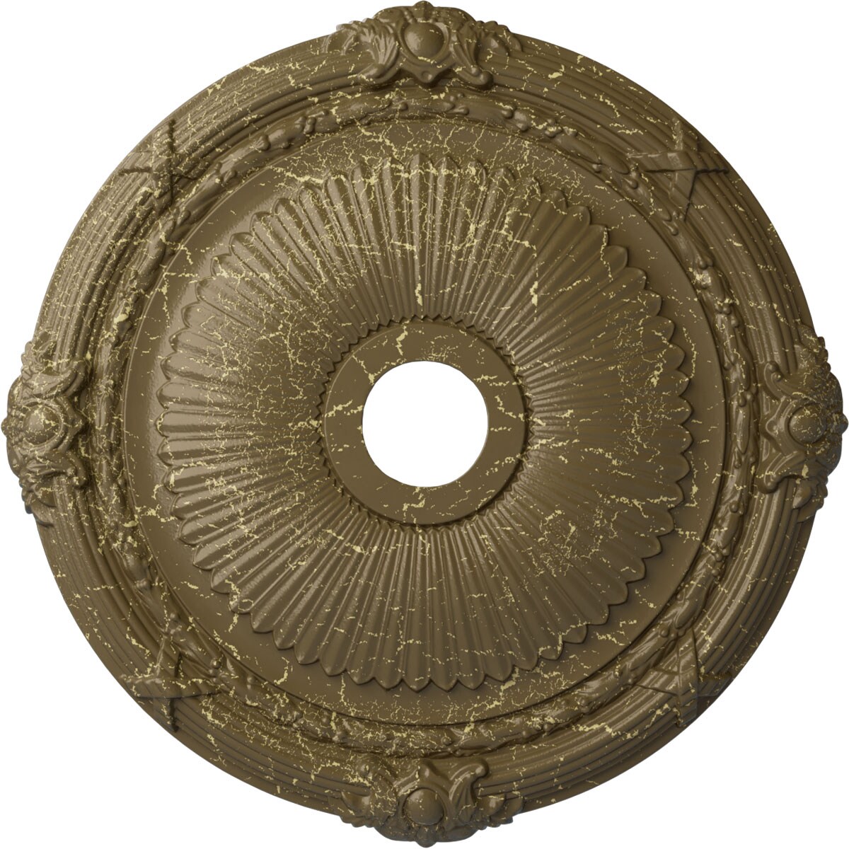 Ekena Millwork CM27HEMMC Heaton 27.5-in W x 27.5-in L Painted Mississippi Mud Crackle Polyurethane Whole Ceiling Medallion