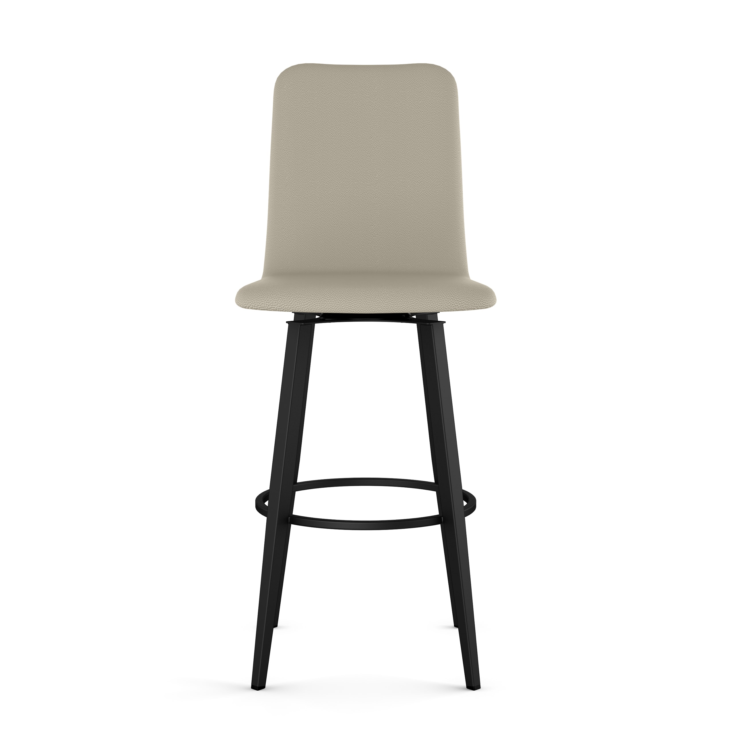 Greige Faux Leather Swivel Counter Stool with Black Metal Frame
