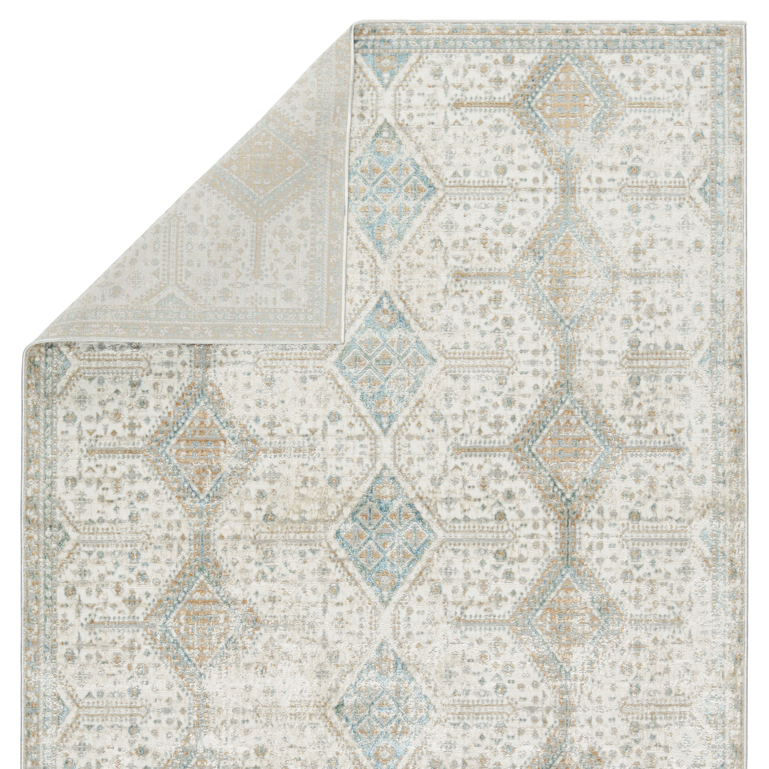 Elysian Blue Trellis 10' x 14' Wool-Synthetic Blend Area Rug